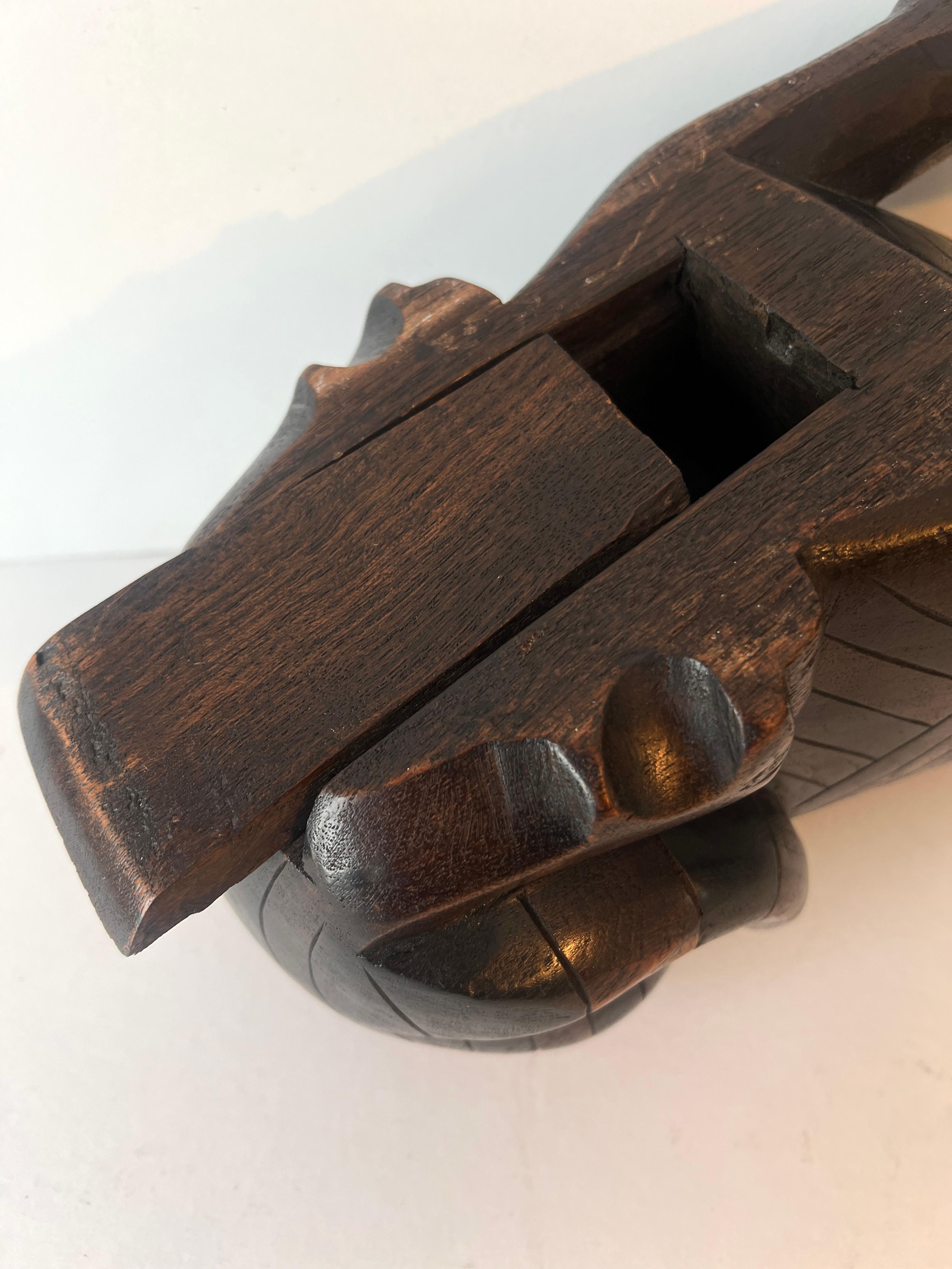 Stripped Hand Carved Stash Box Cat For Sale 3