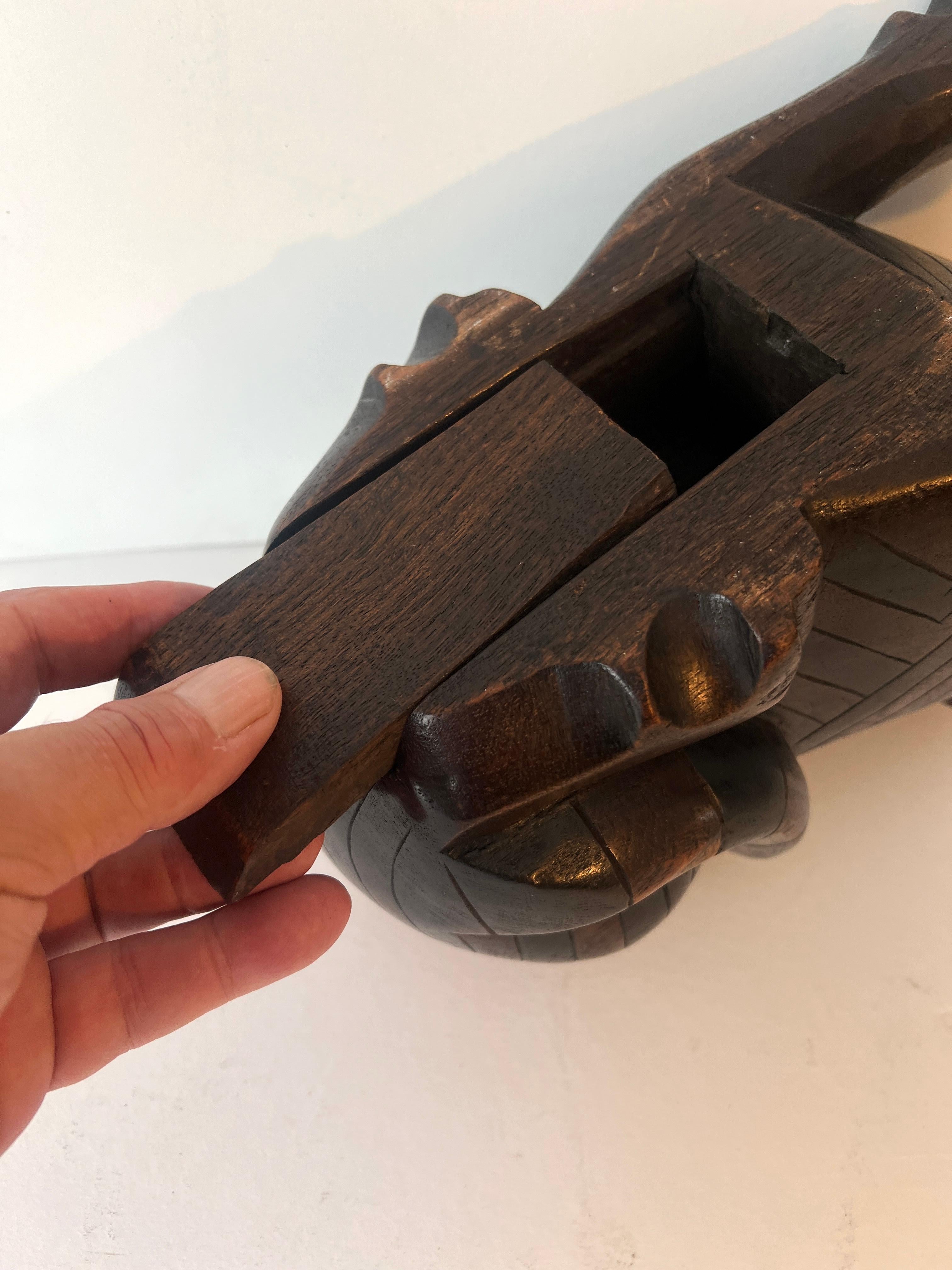 Stripped Hand Carved Stash Box Cat For Sale 4