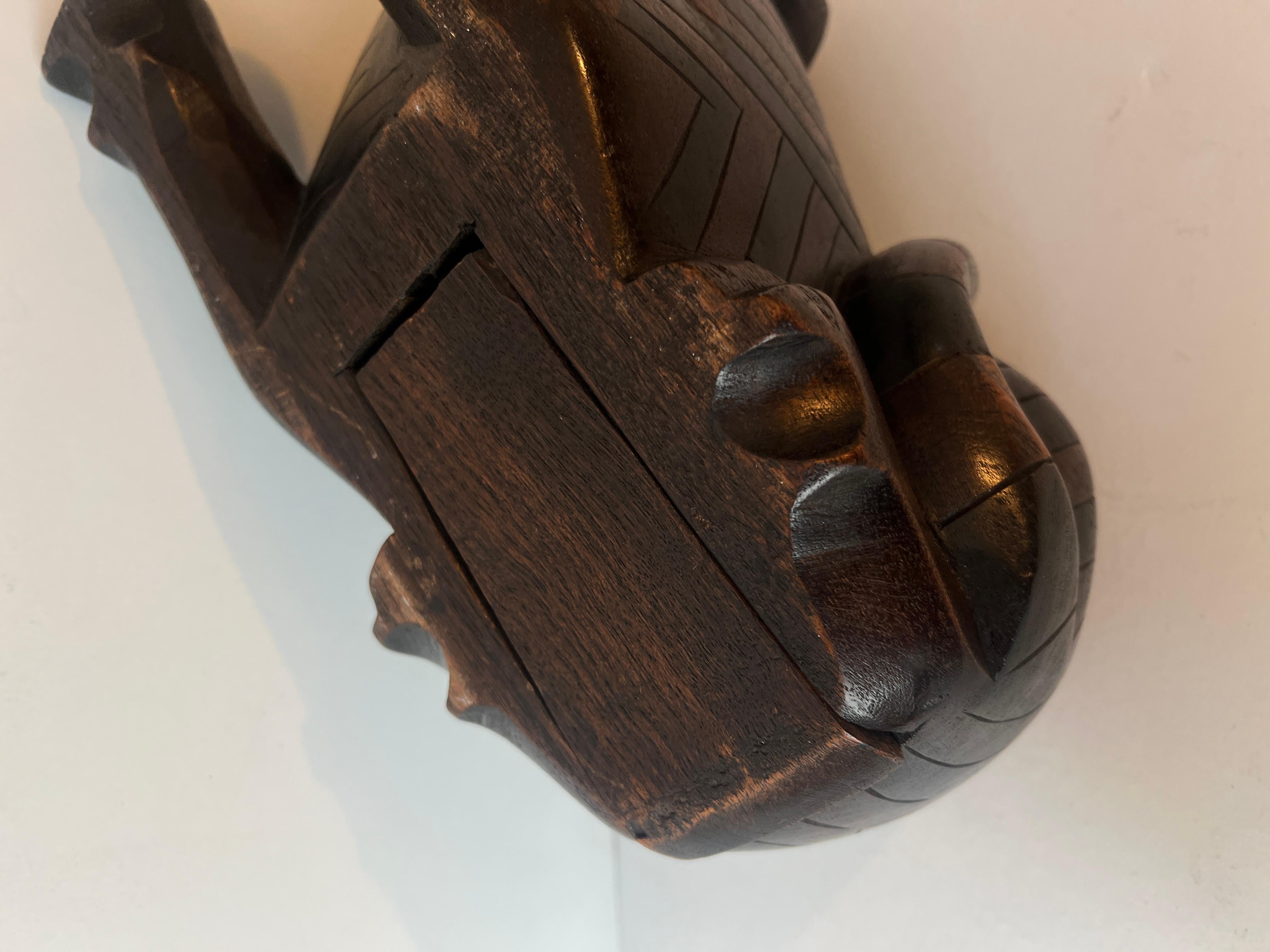 Stripped Hand Carved Stash Box Cat For Sale 5