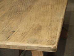 Stripped Oak Dining Table with Wrought Iron Stretchers from Spain, 20th Century
