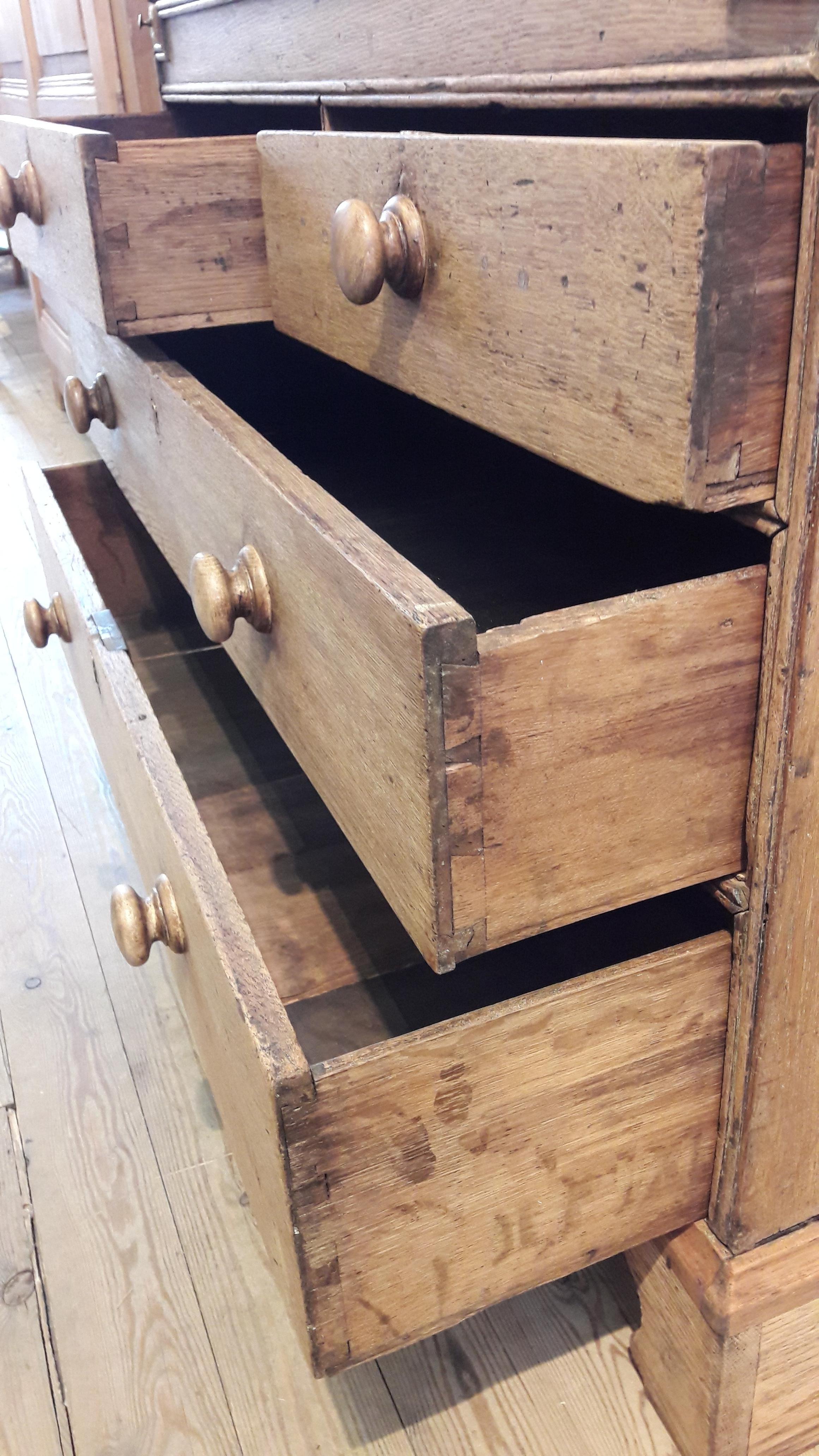 Solid oak bureau. A very useful stripped bureau with large drawers.