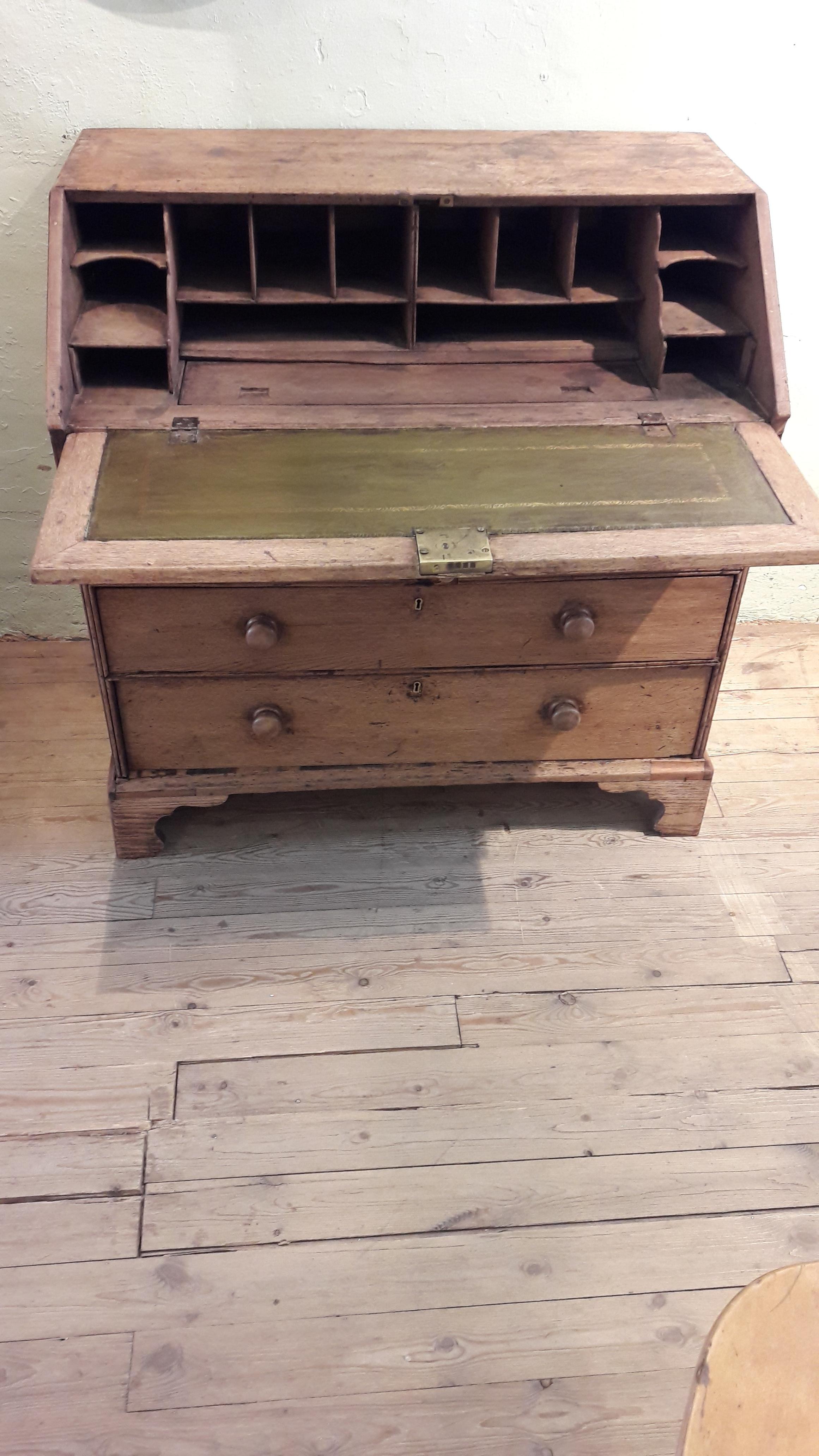 English Stripped Oak, Late 19th Century Bureau For Sale