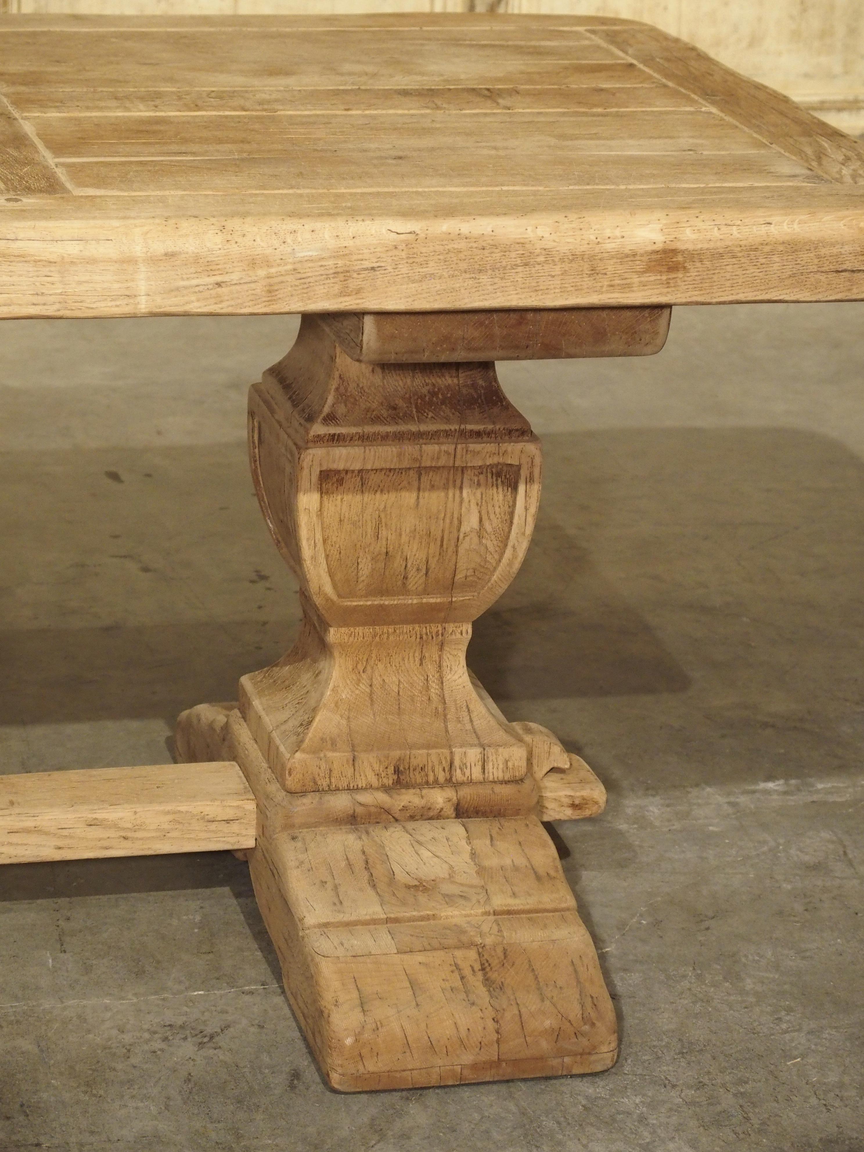 Stripped Oak Monastery Table from France, circa 1950s 3