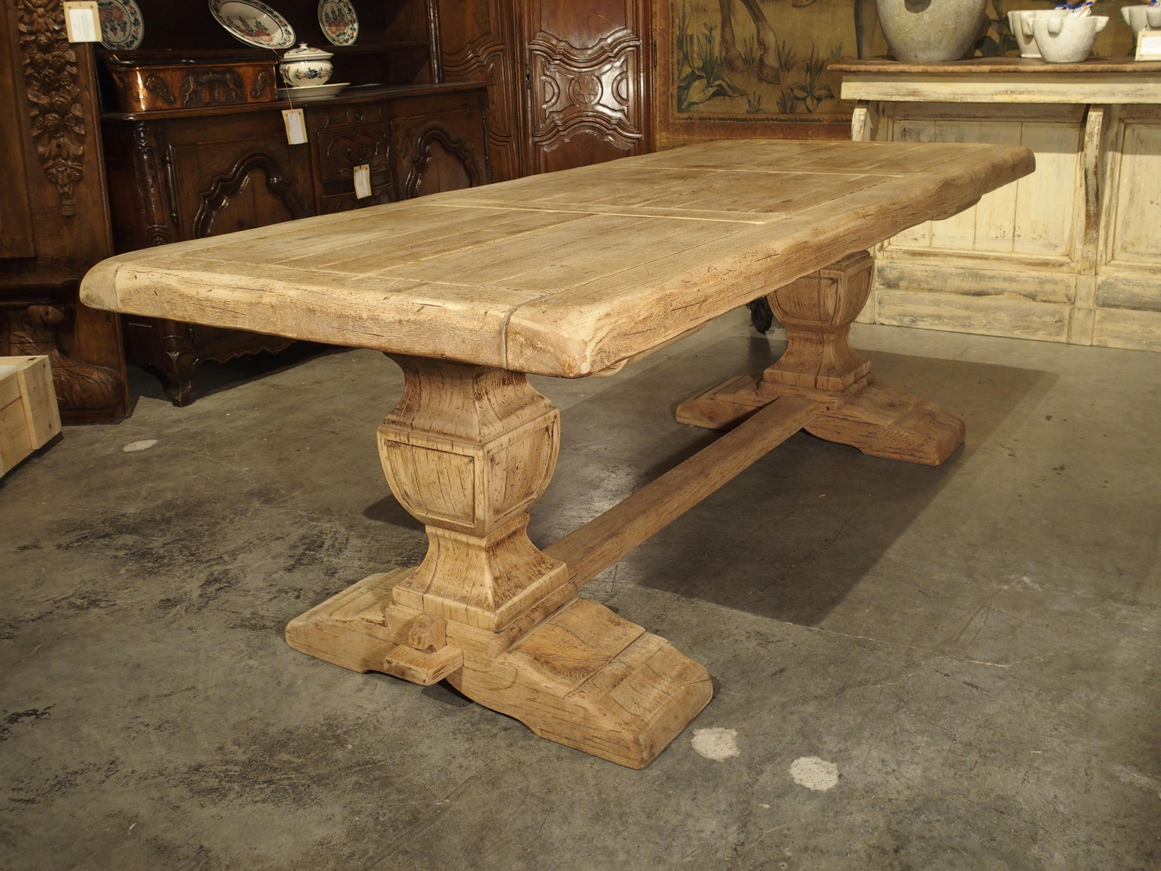 Stripped Oak Monastery Table from France, circa 1950s 6