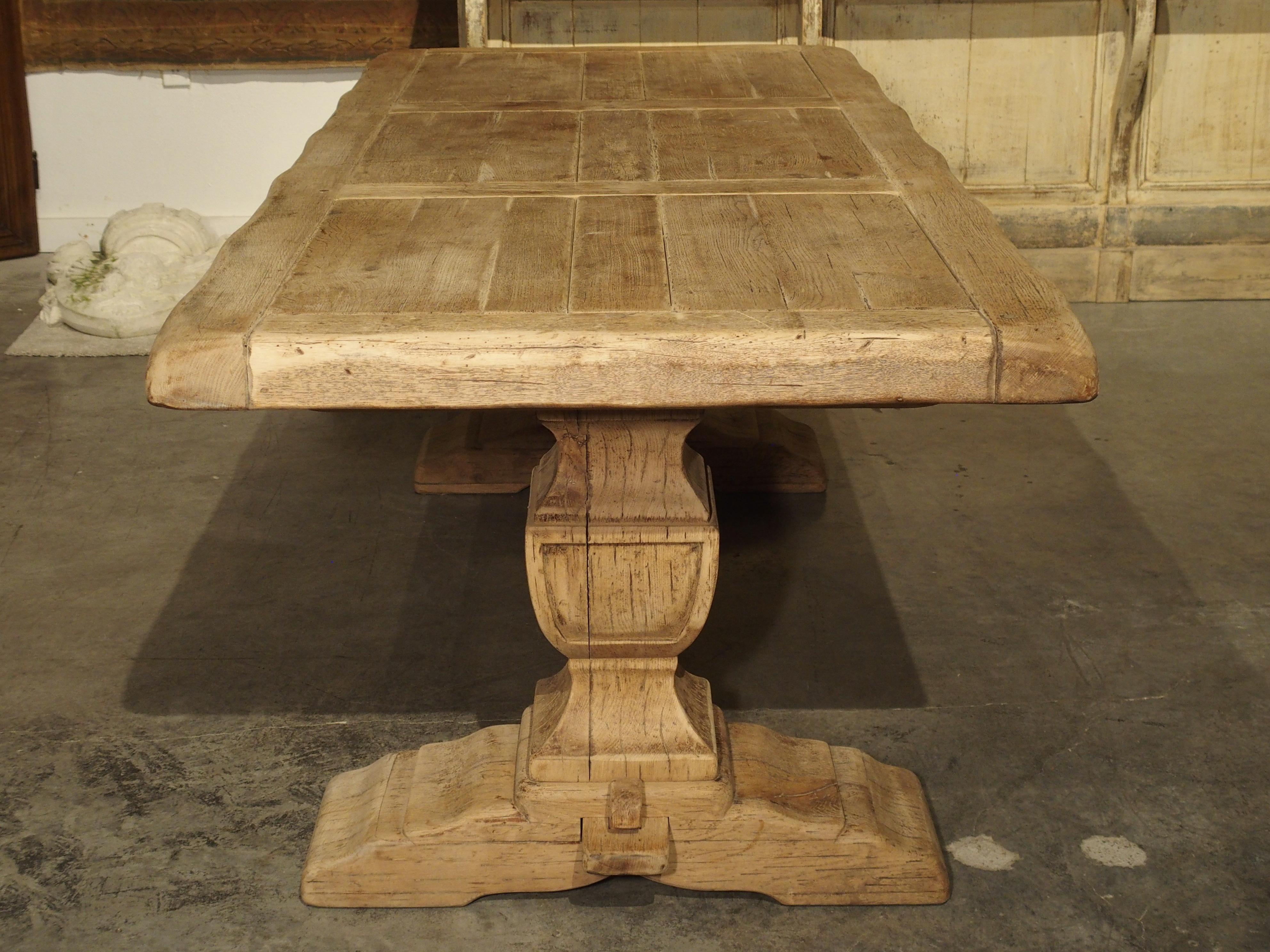 Stripped Oak Monastery Table from France, circa 1950s 8