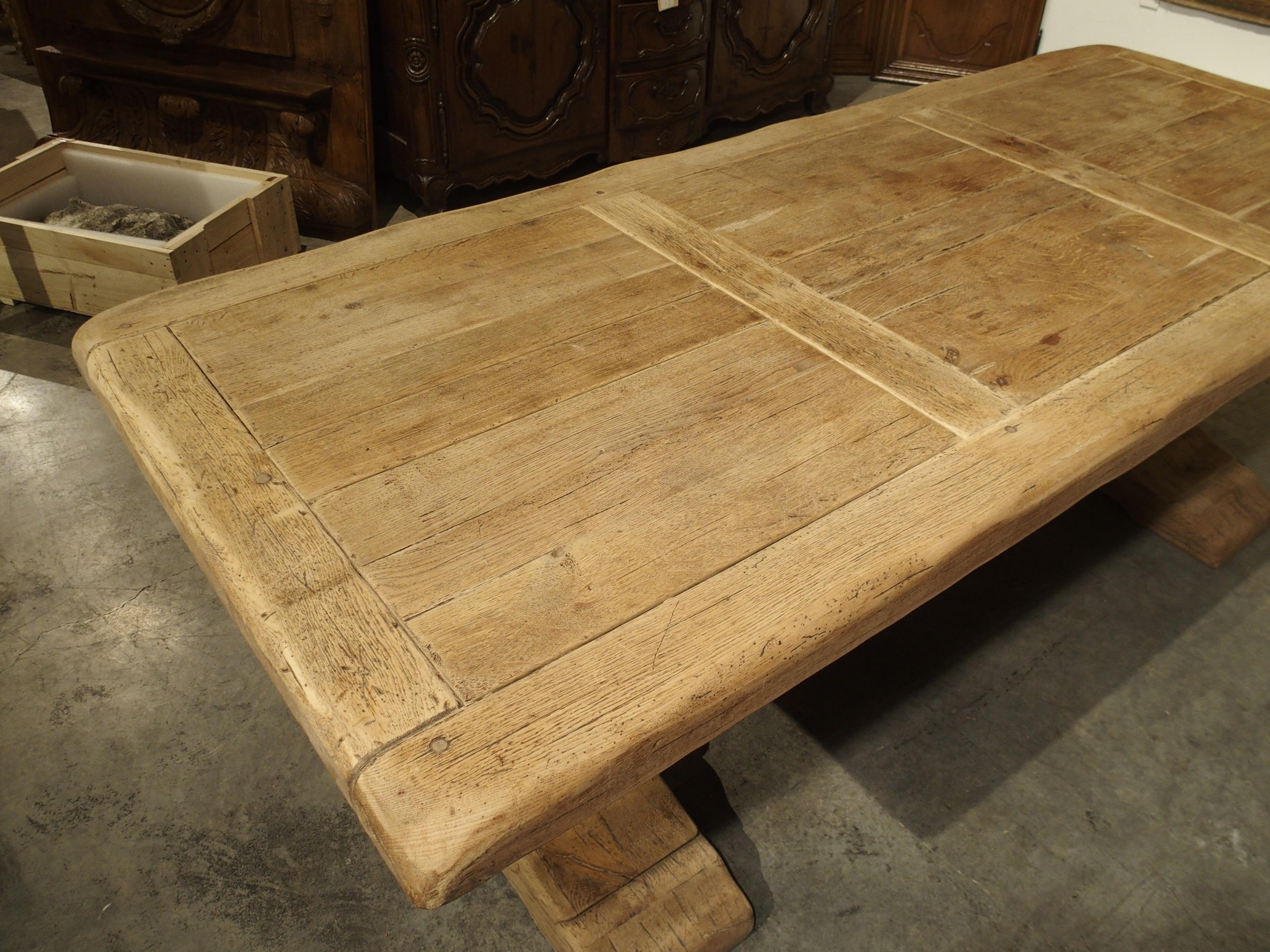 Stripped Oak Monastery Table from France, circa 1950s 9