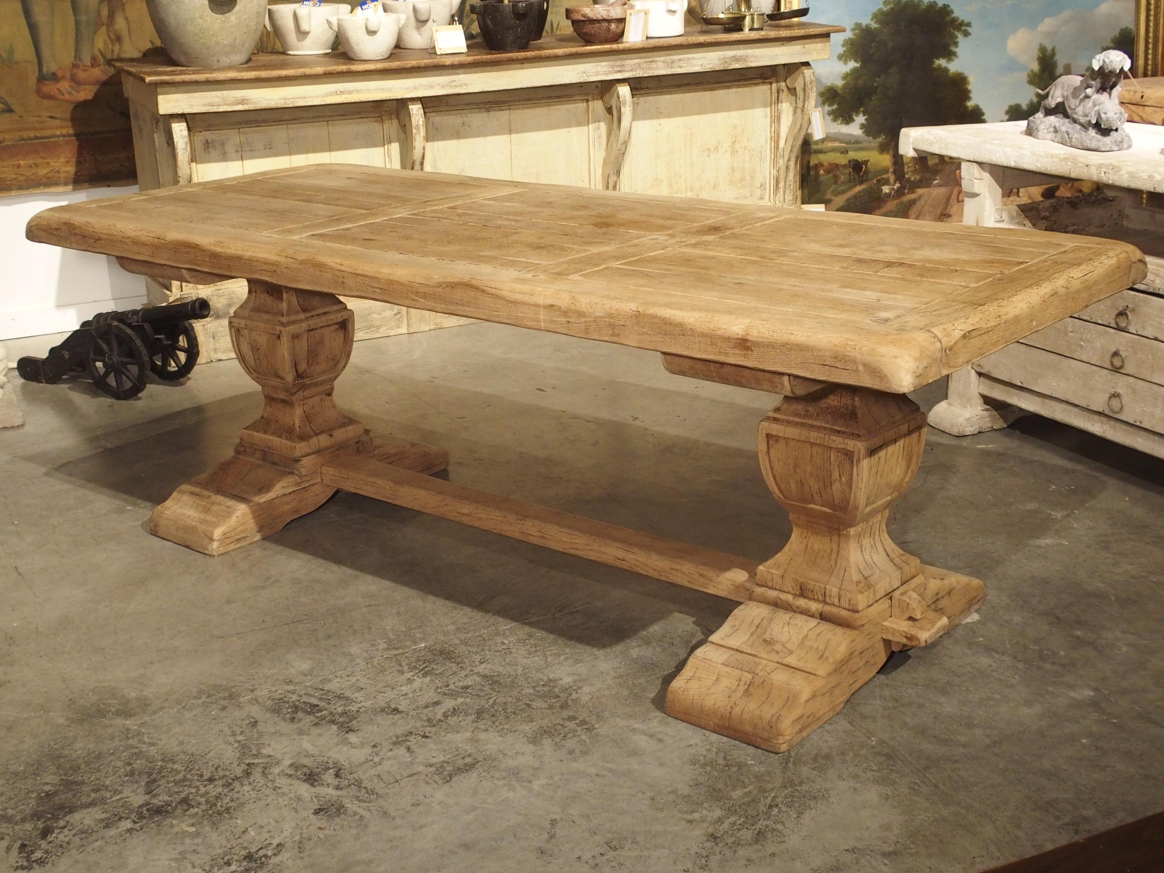 Stripped Oak Monastery Table from France, circa 1950s 10