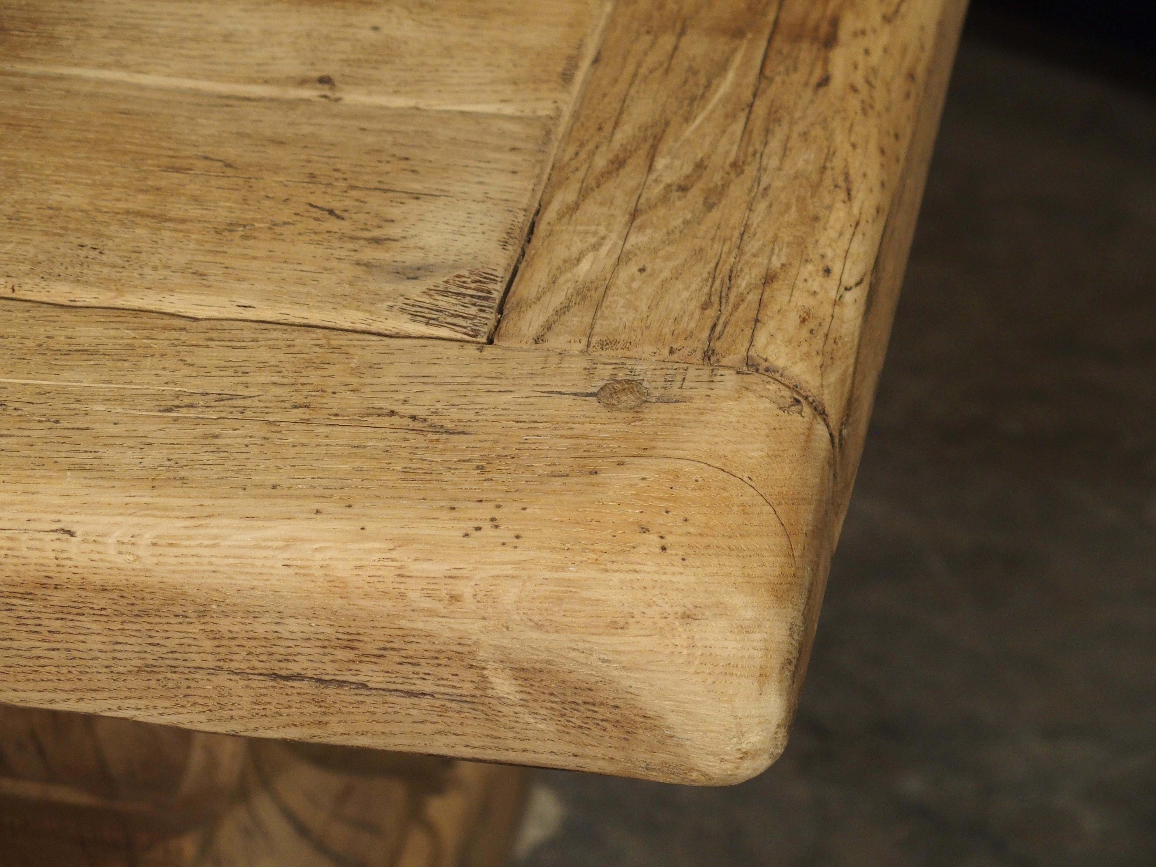 Bleached Stripped Oak Monastery Table from France, circa 1950s