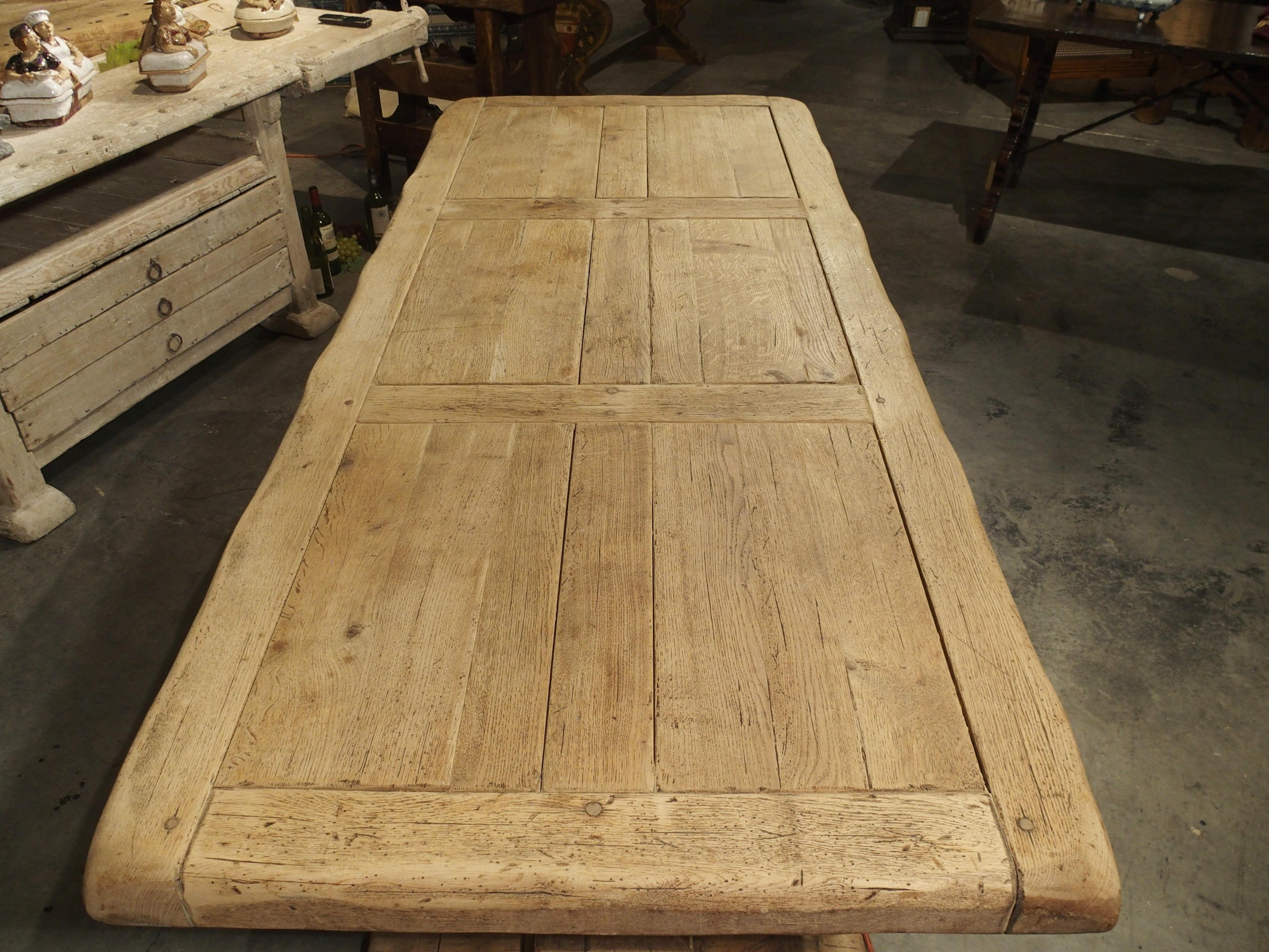20th Century Stripped Oak Monastery Table from France, circa 1950s