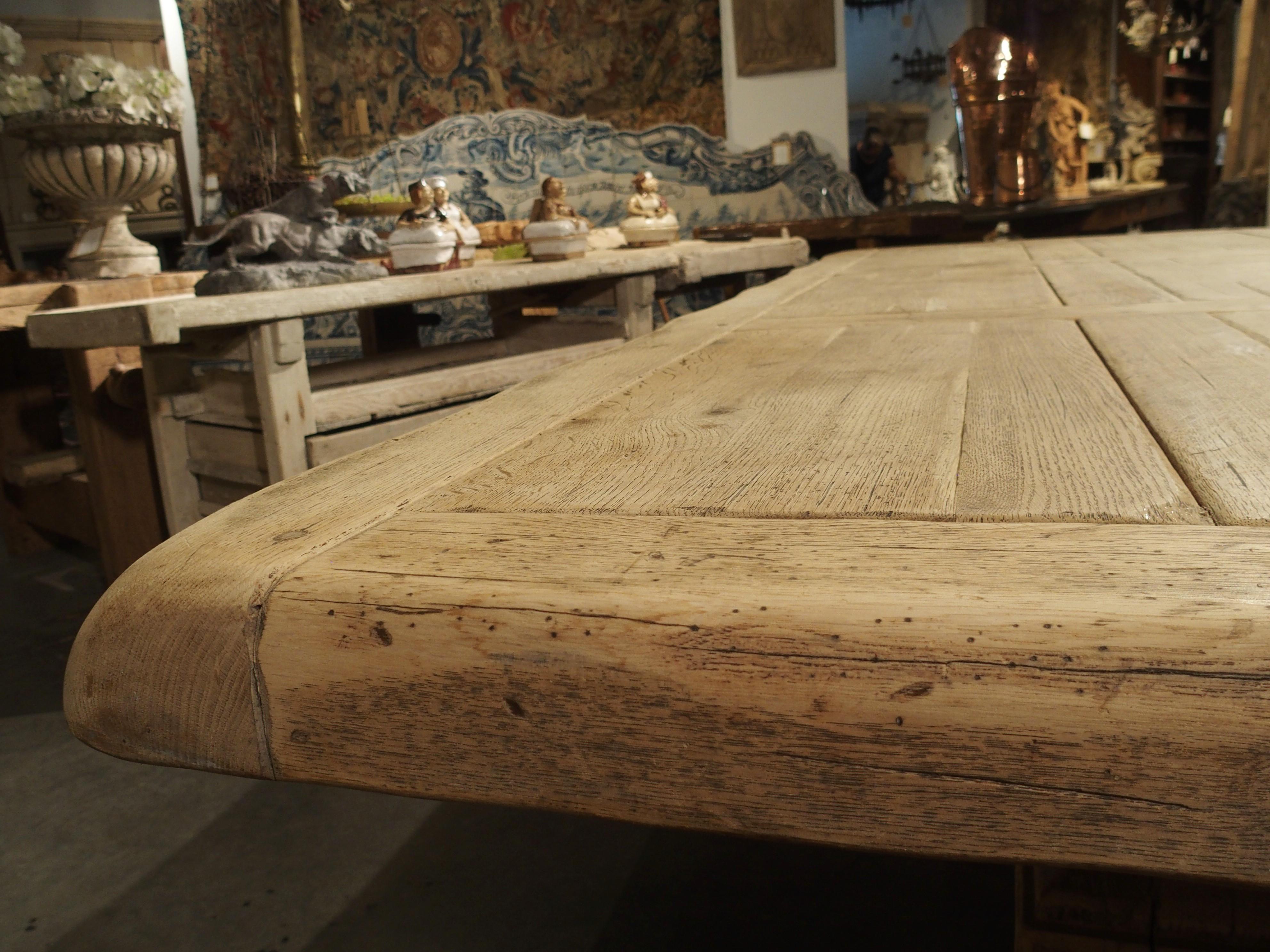 Stripped Oak Monastery Table from France, circa 1950s 1