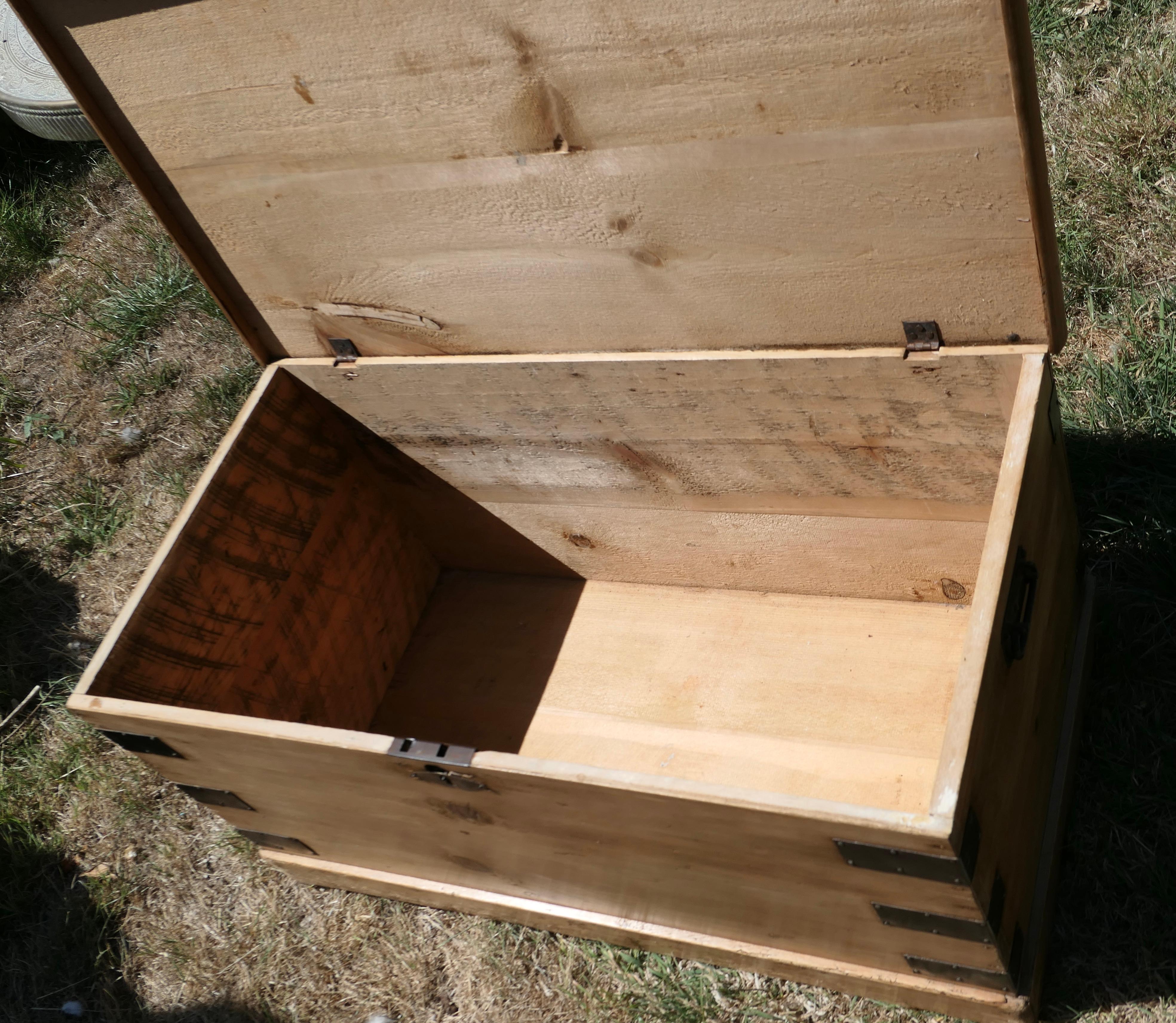 Late 19th Century Stripped Pine Blanket Box, Coffee Table or ToyBox     For Sale