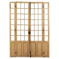 Stripped Pine Double Doors with Sidelight Windows