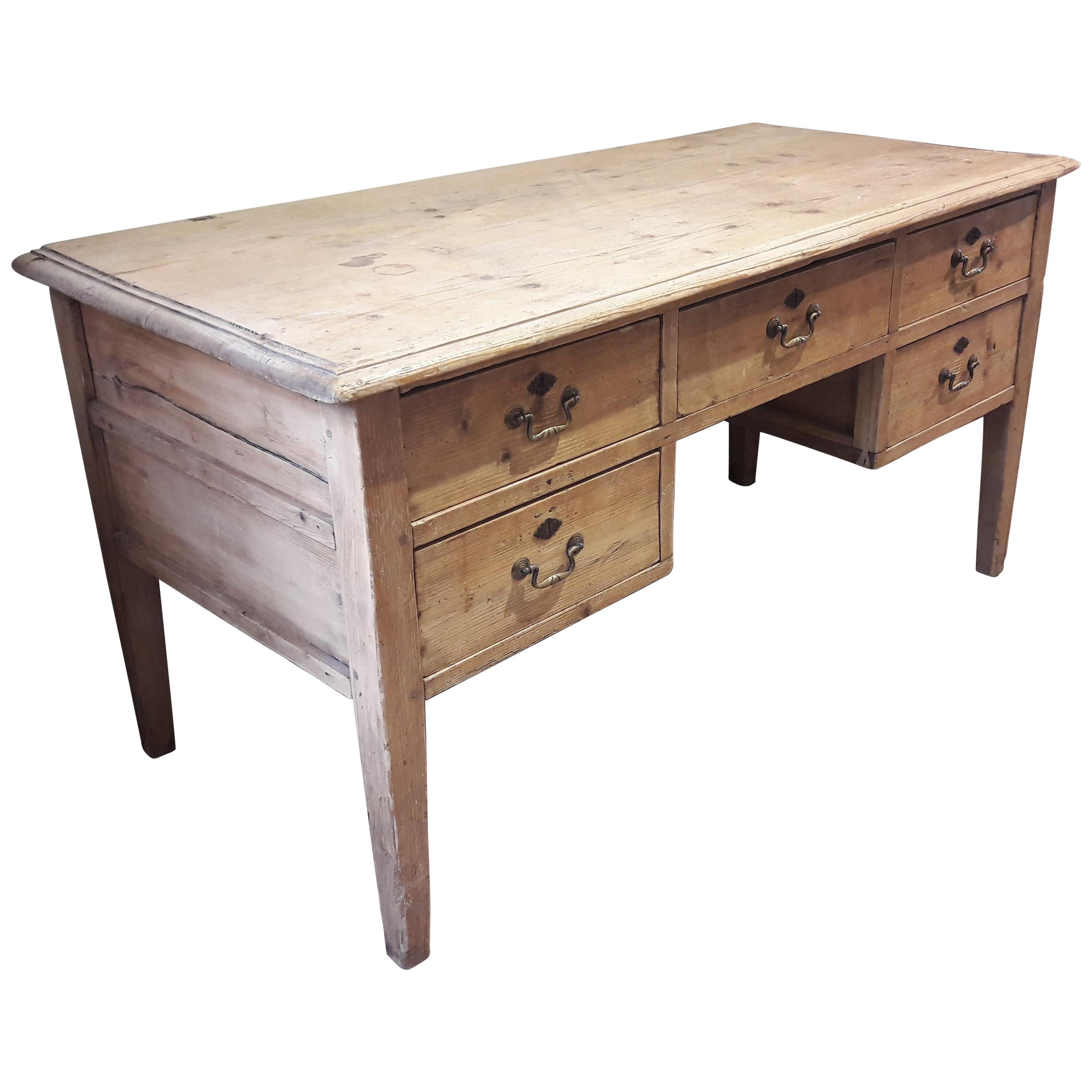 Stripped Pine Writing Table For Sale