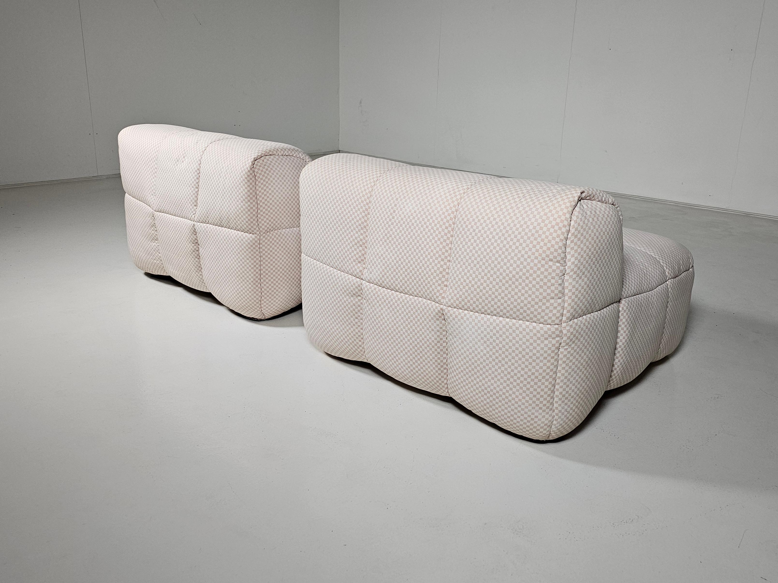 Leistenstühle mit original rosa kariertem Stoff von Cini Boeri für Arflex, 1970er Jahre (Baumwolle) im Angebot