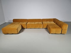 Strips Modular Sofa in gold/yellow velvet by Cini Boeri for Arflex, 1970s