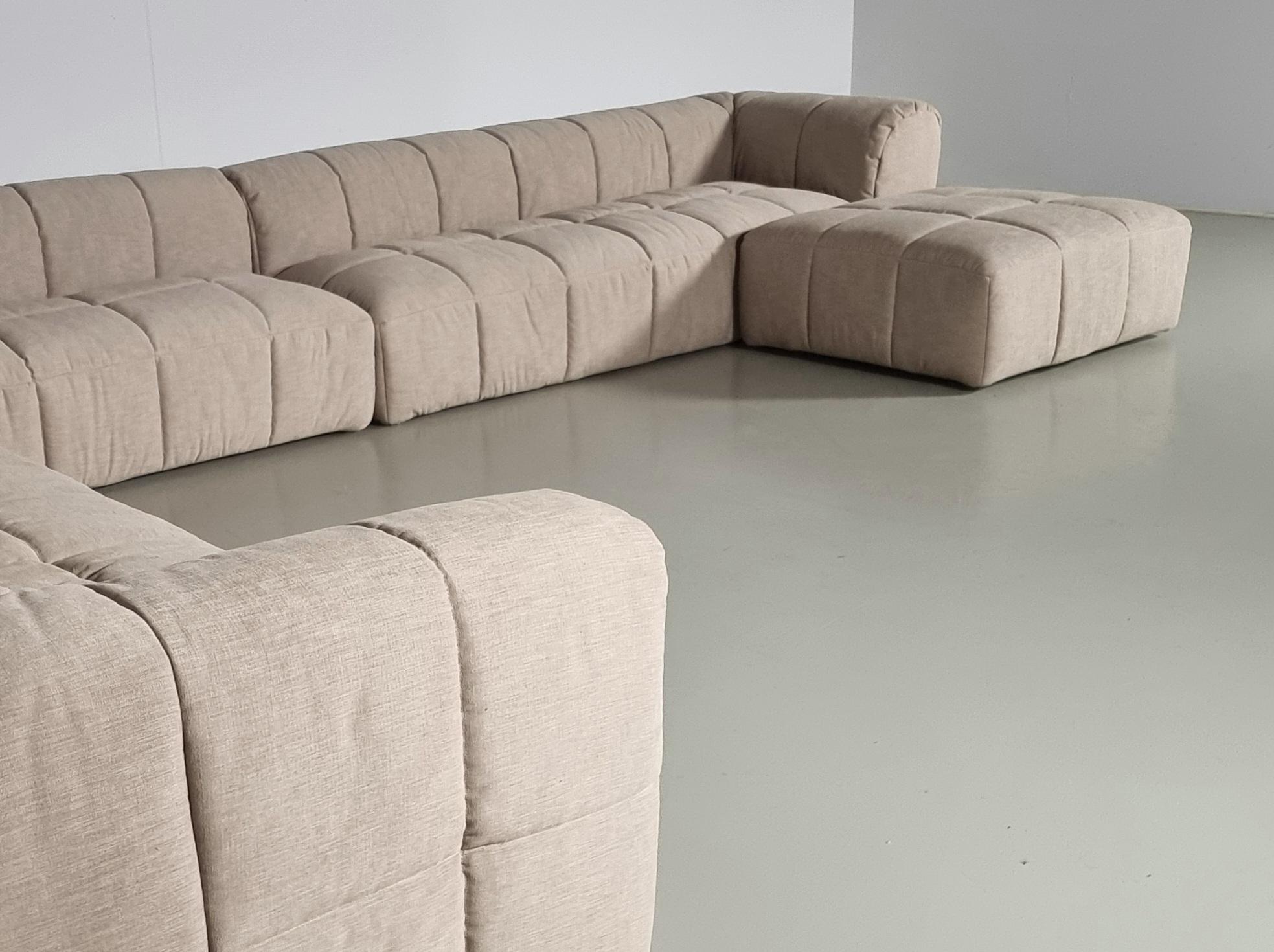 Cotton Strips Modular Sofa in cream stain resistant fabric by Cini Boeri for Arflex For Sale
