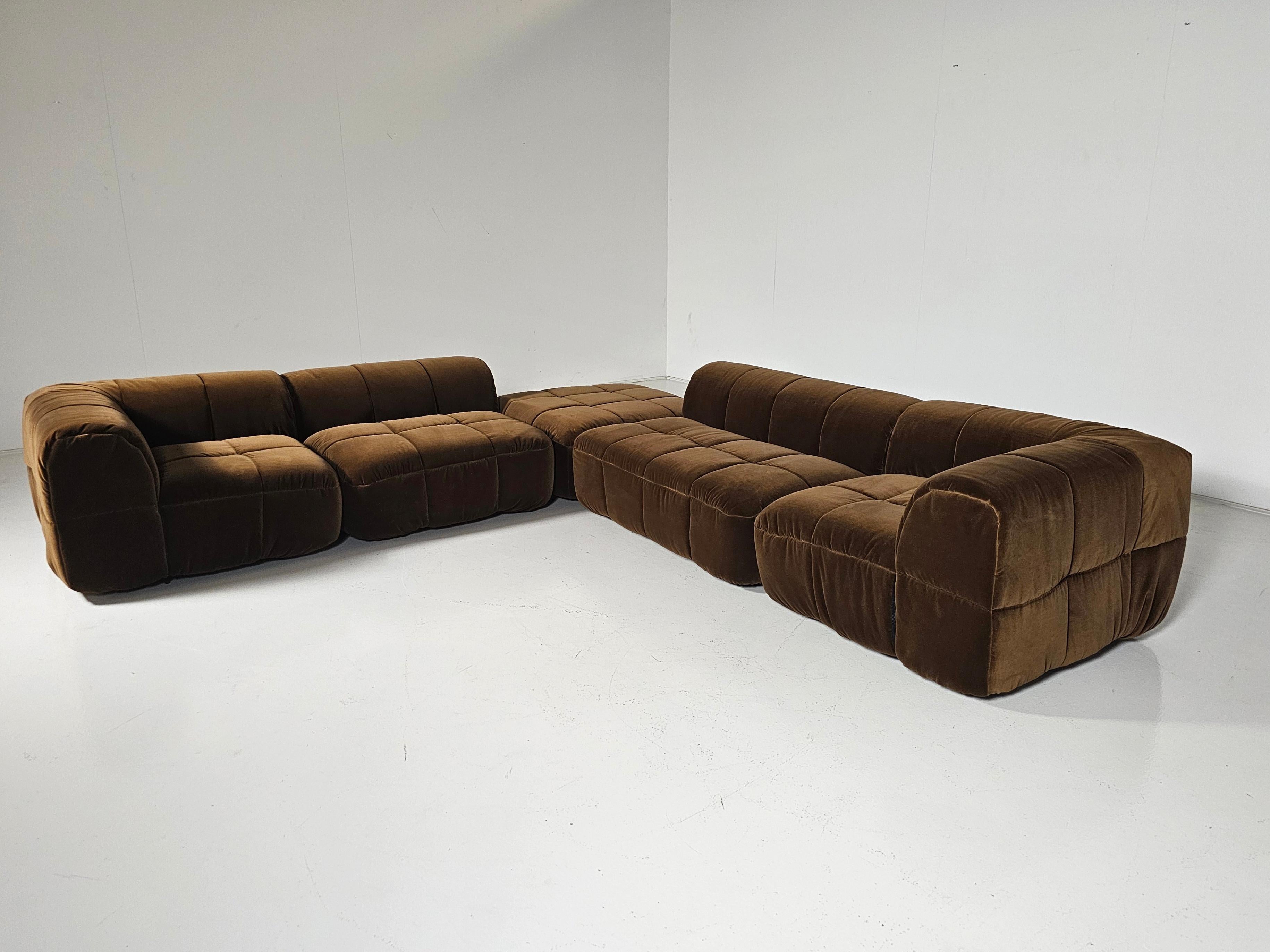 Strips Sofa in brown cotton velvet by Cini Boeri for Arflex, 1970s 3