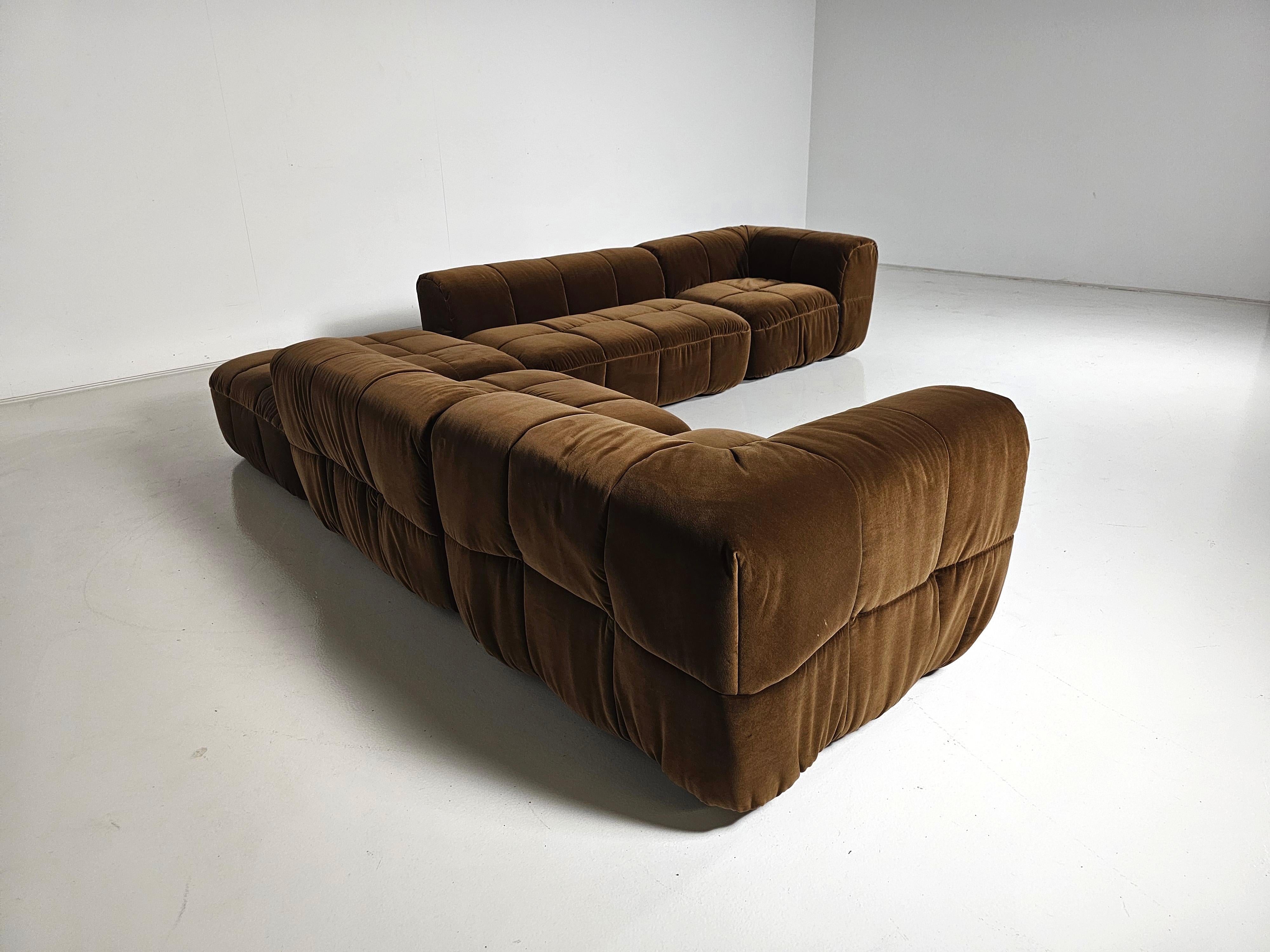 Strips Sofa in brown cotton velvet by Cini Boeri for Arflex, 1970s 4