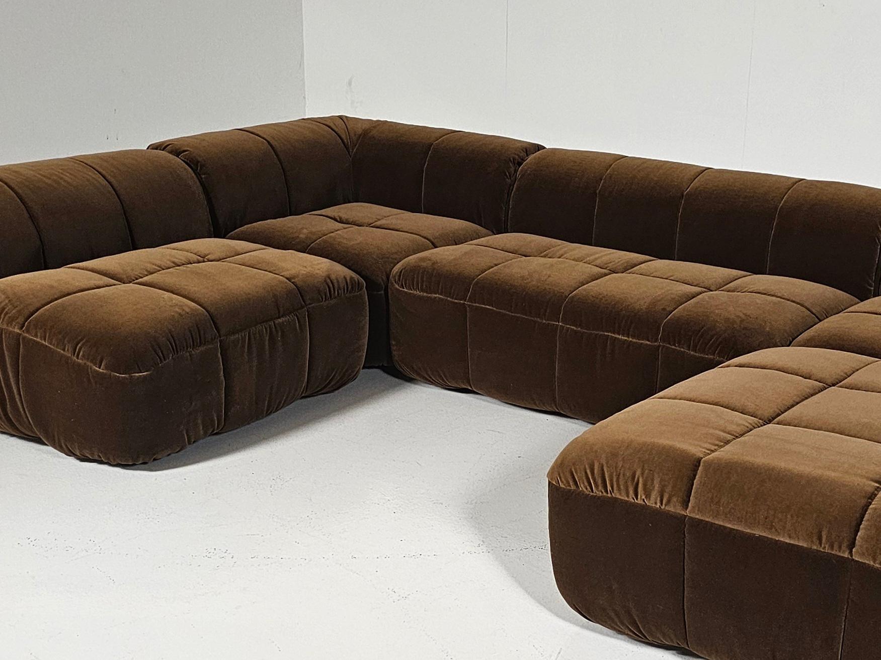 Strips Sofa in brown cotton velvet by Cini Boeri for Arflex, 1970s 1