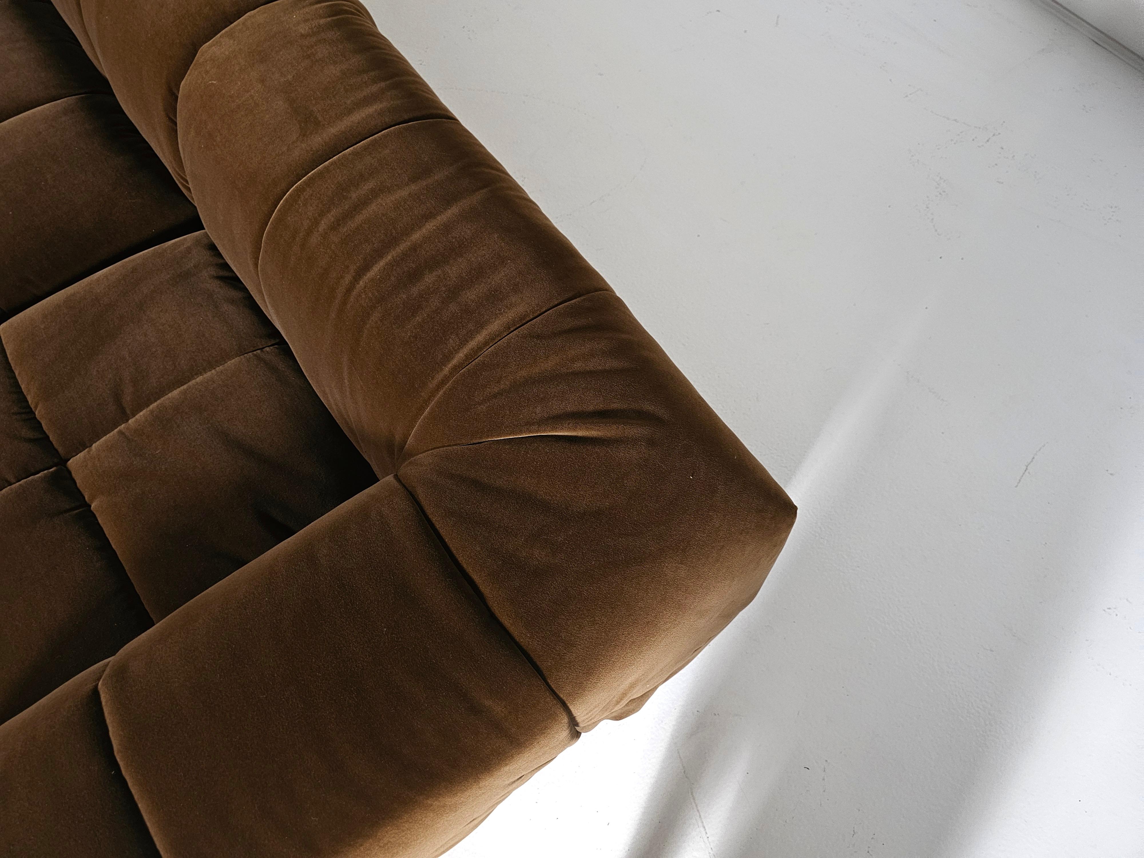 Strips Sofa in brown cotton velvet by Cini Boeri for Arflex, 1970s 2