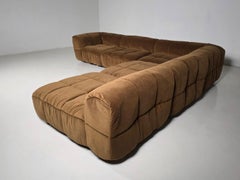 Strips Sofa in brown velvet by Cini Boeri for Arflex, 1970s