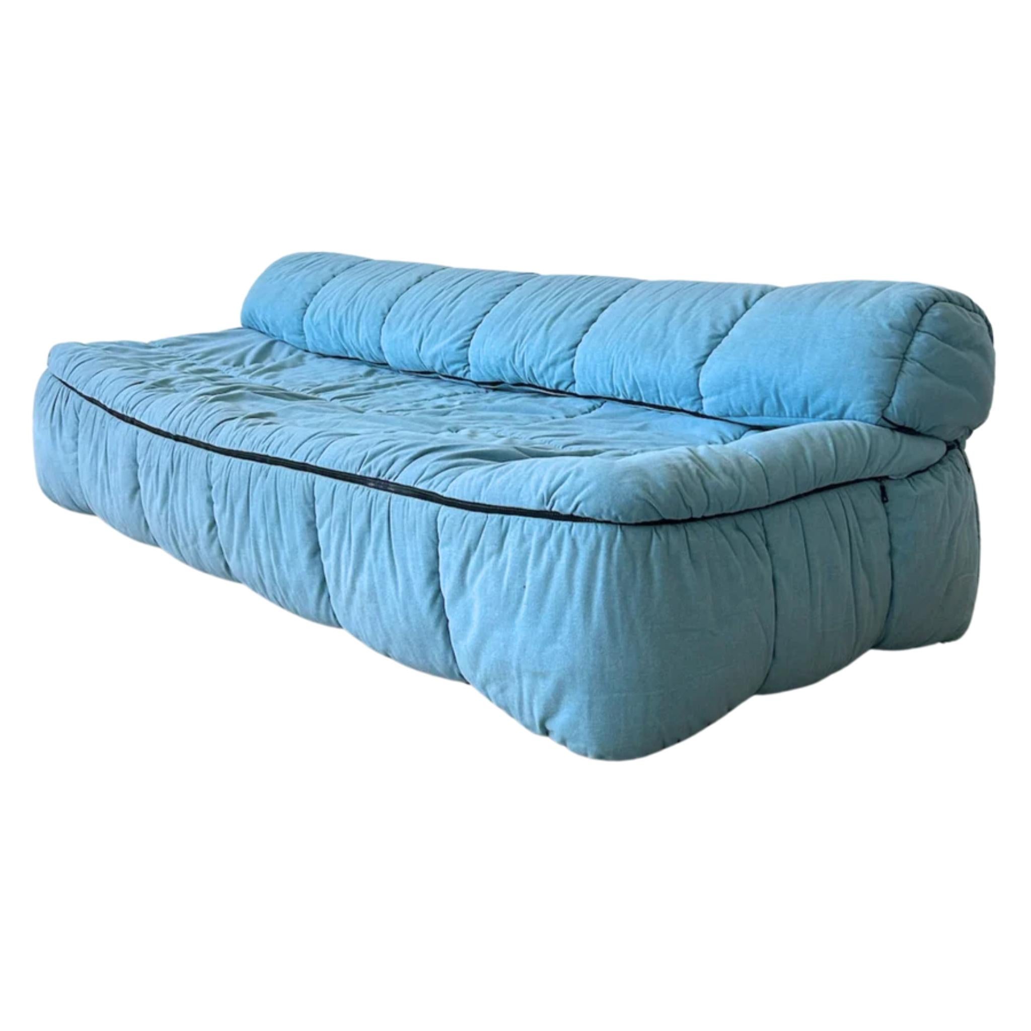 Italian ‘Strips’ Sofa in Light Blue by Cini Boeri for Arflex, Italy, 1970s For Sale