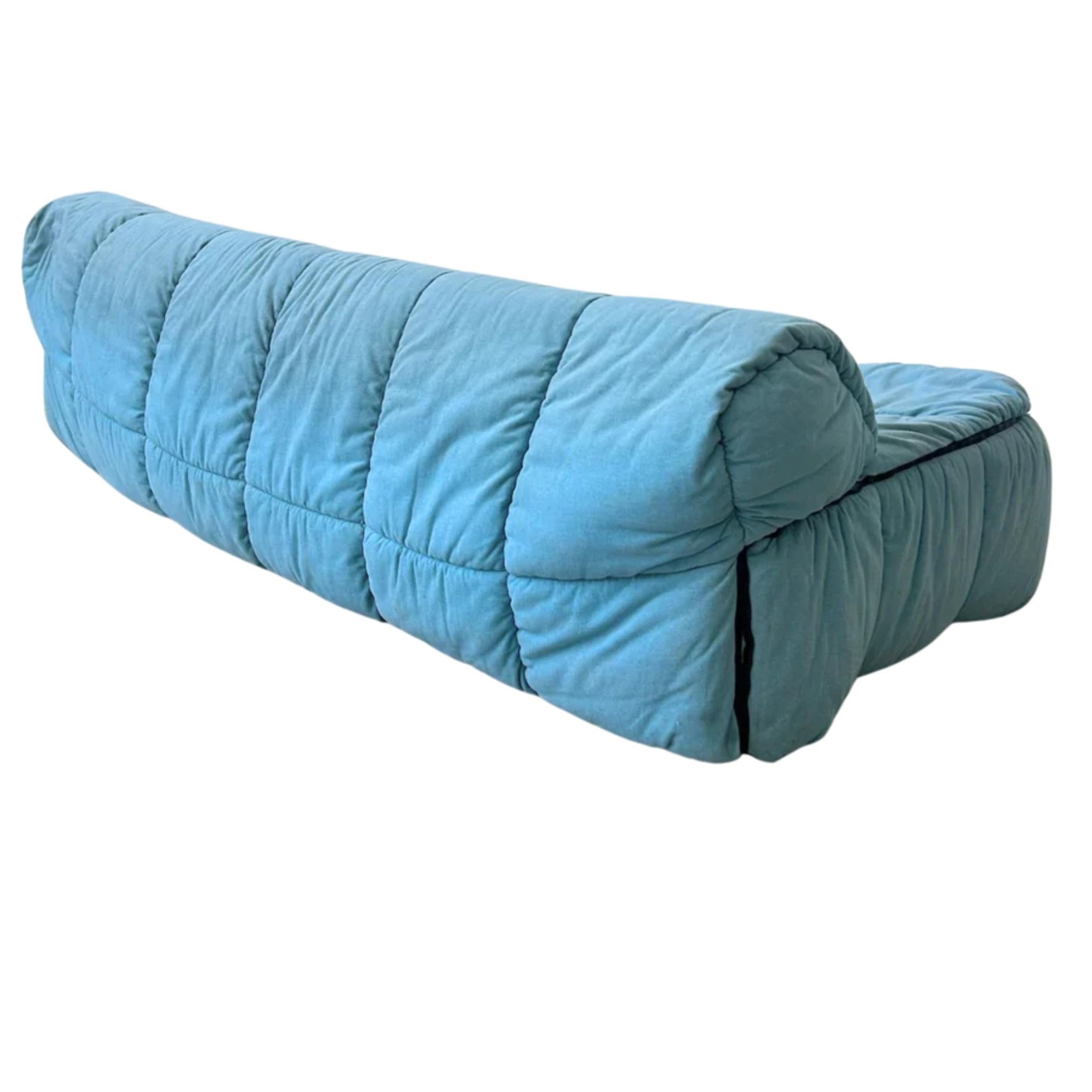 ‘Strips’ Sofa in Light Blue by Cini Boeri for Arflex, Italy, 1970s In Good Condition For Sale In Los Angeles, CA