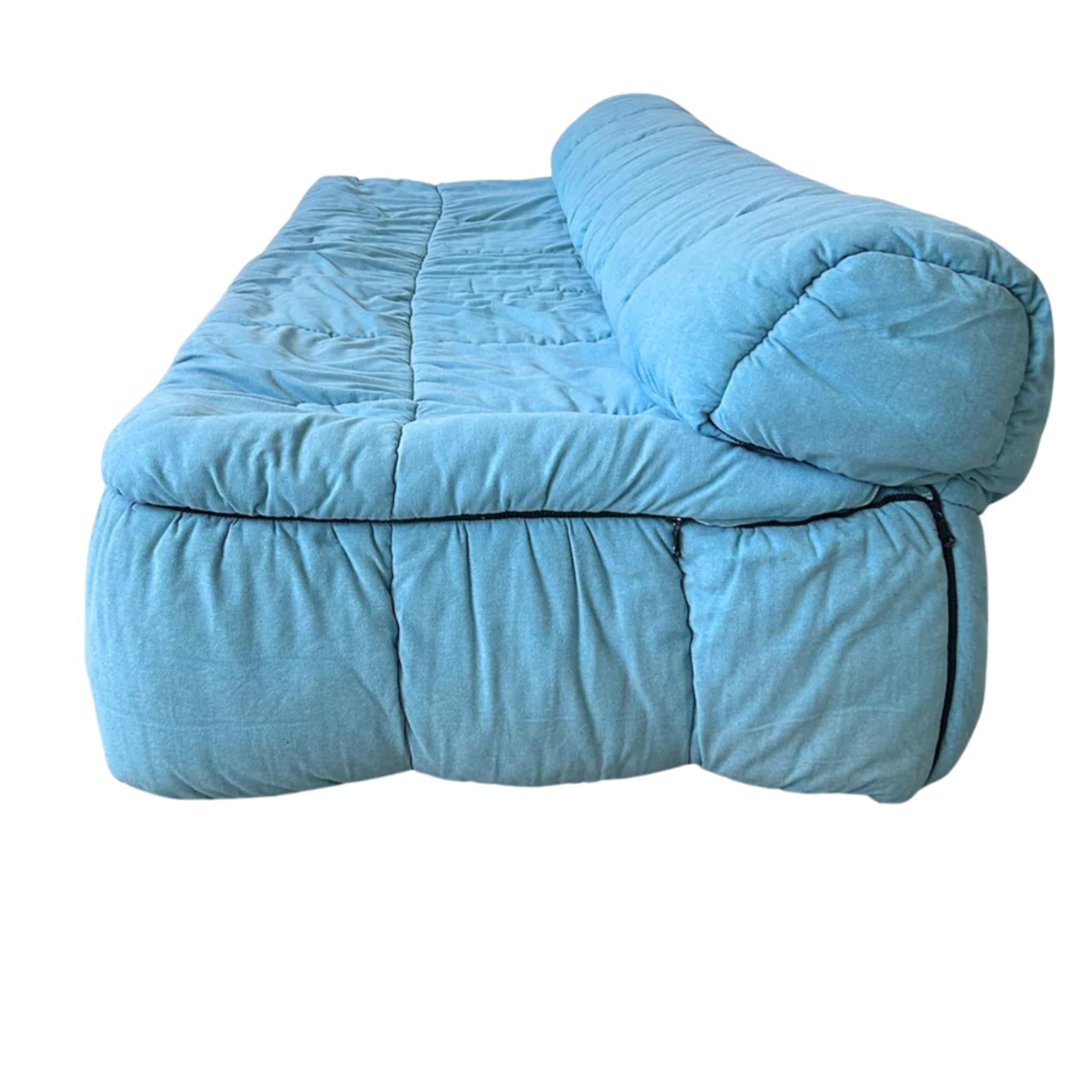 Late 20th Century ‘Strips’ Sofa in Light Blue by Cini Boeri for Arflex, Italy, 1970s For Sale