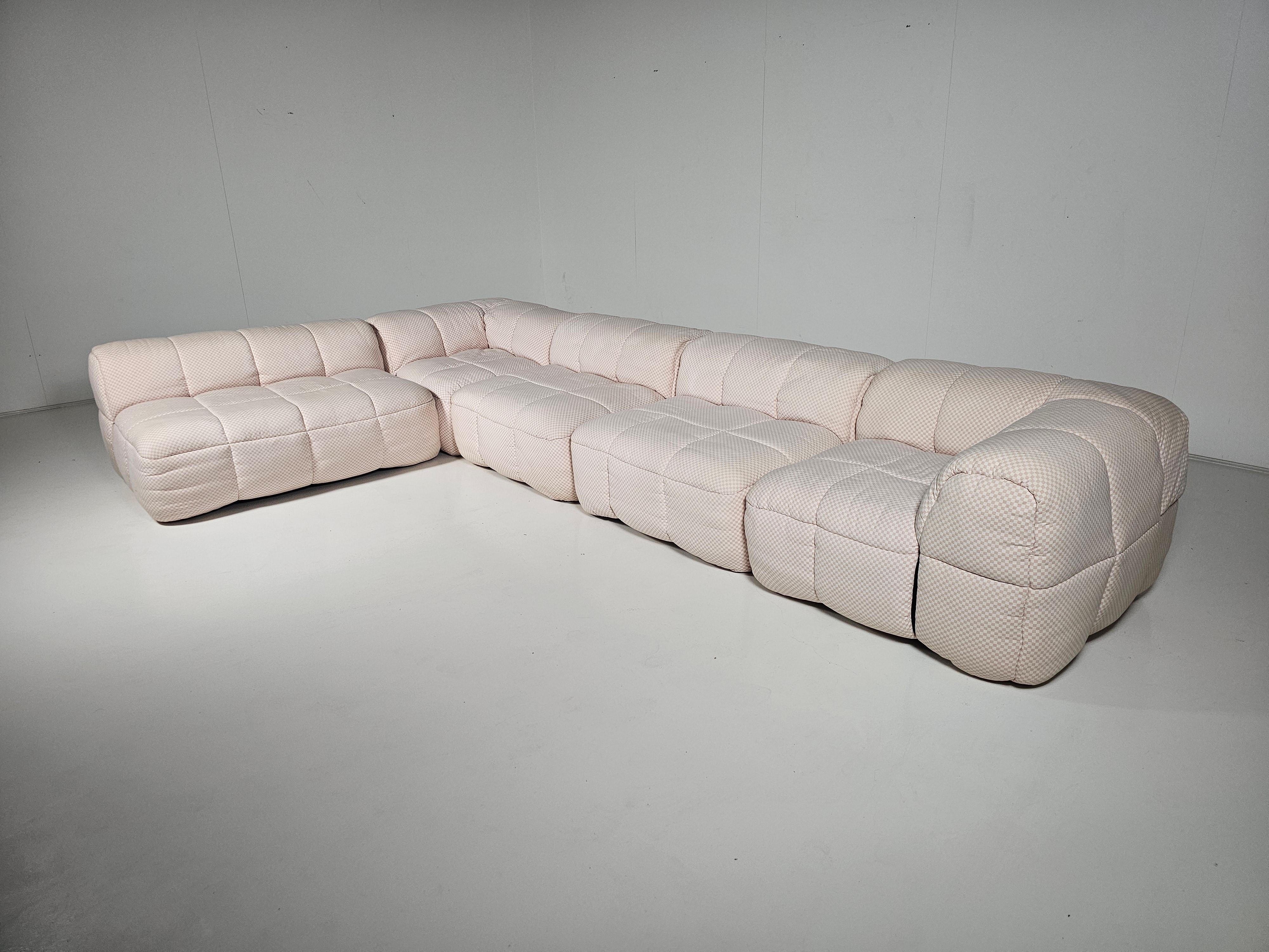 Mid-Century Modern Strips Sofa in original pink checkered fabric by Cini Boeri for Arflex, 1970s For Sale