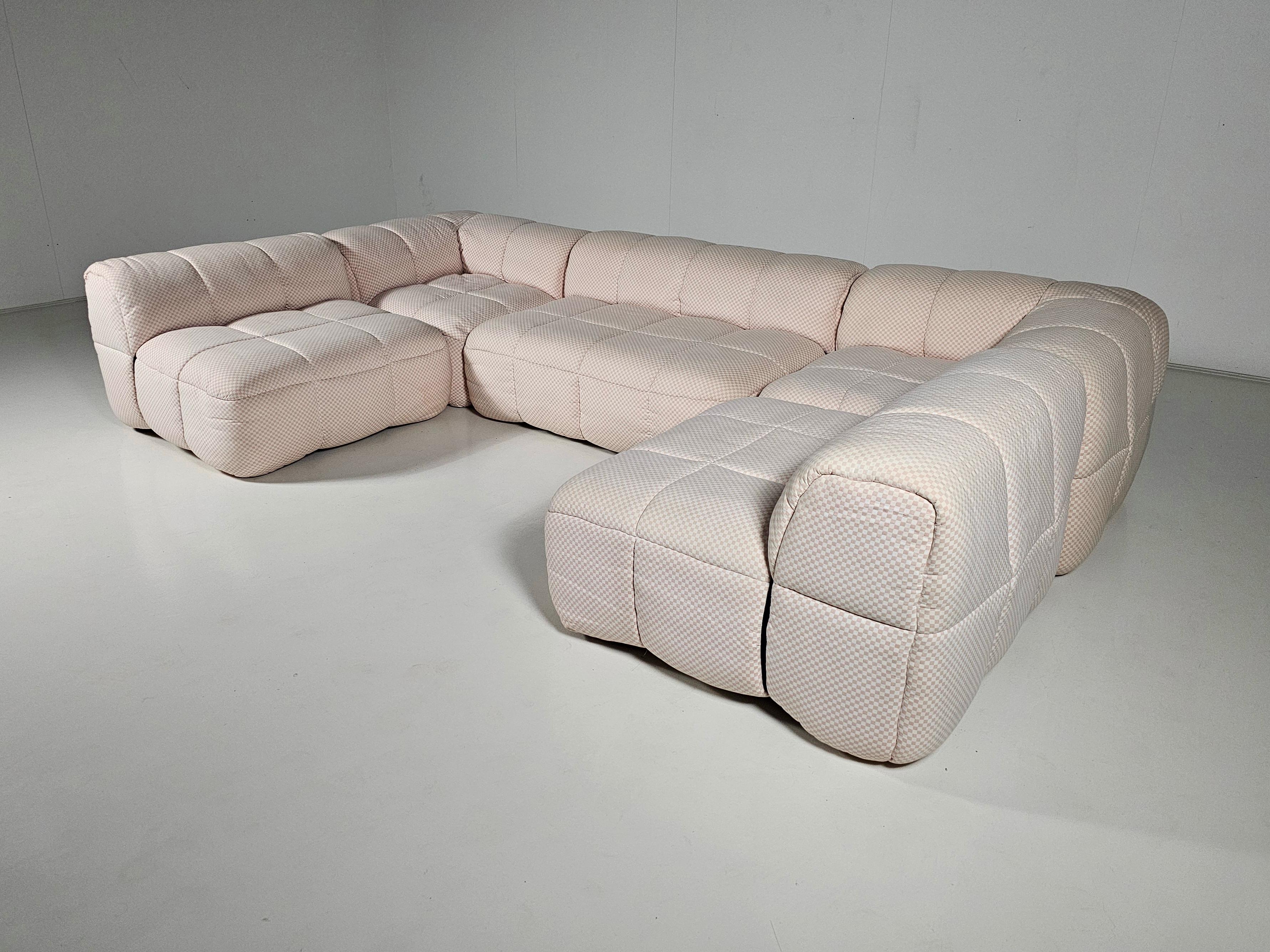 Strips Sofa in original pink checkered fabric by Cini Boeri for Arflex, 1970s In Good Condition For Sale In amstelveen, NL