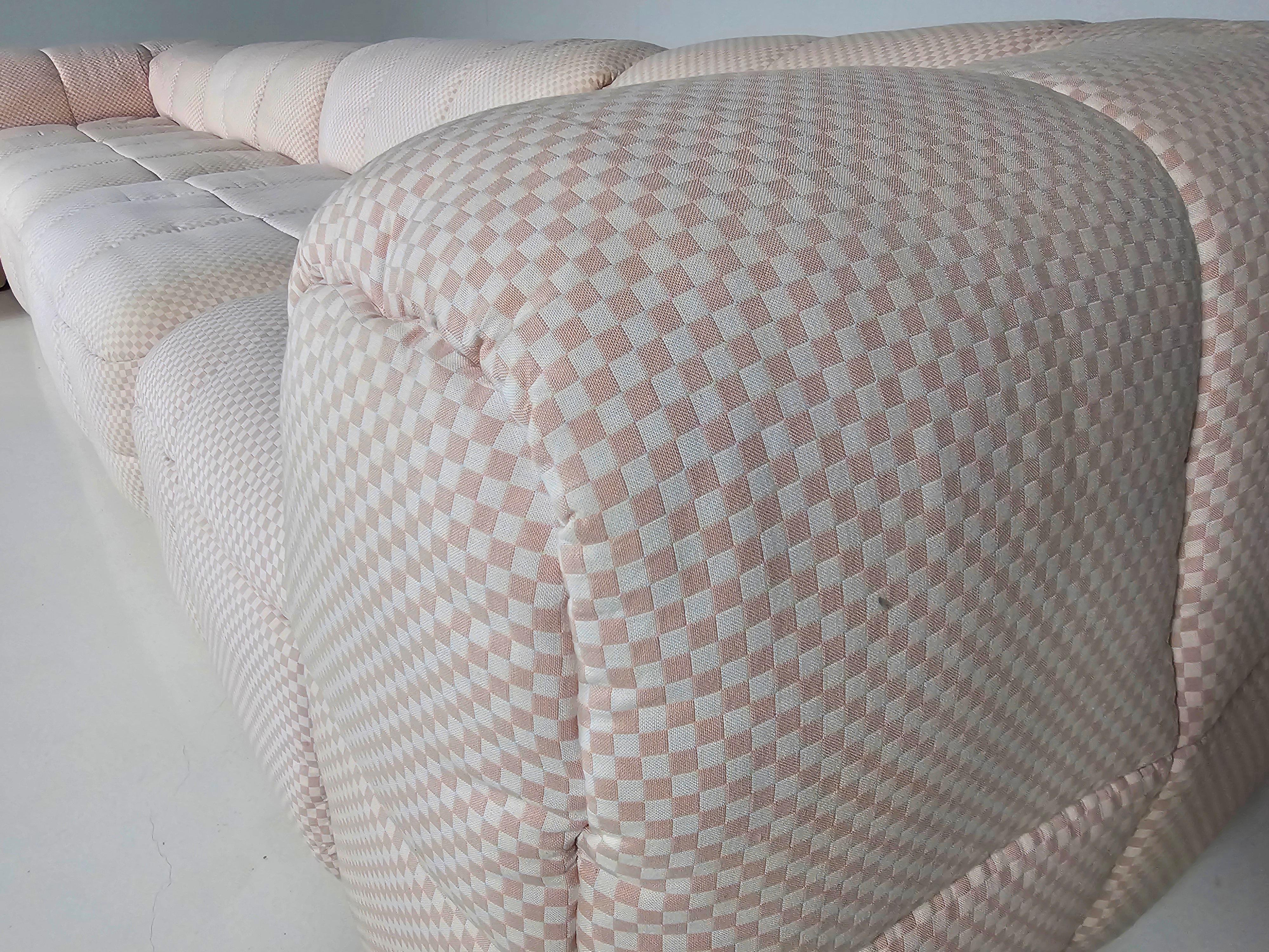 Late 20th Century Strips Sofa in original pink checkered fabric by Cini Boeri for Arflex, 1970s For Sale