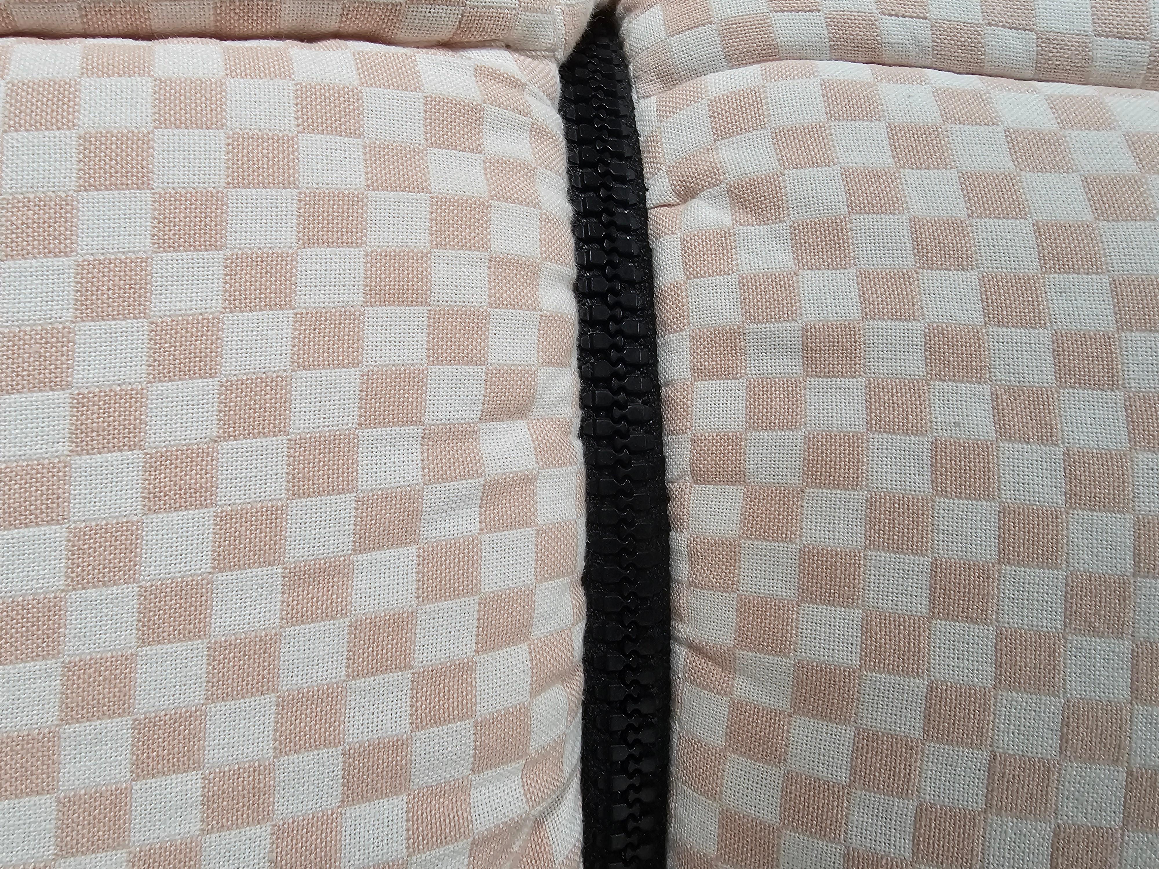 Cotton Strips Sofa in original pink checkered fabric by Cini Boeri for Arflex, 1970s For Sale