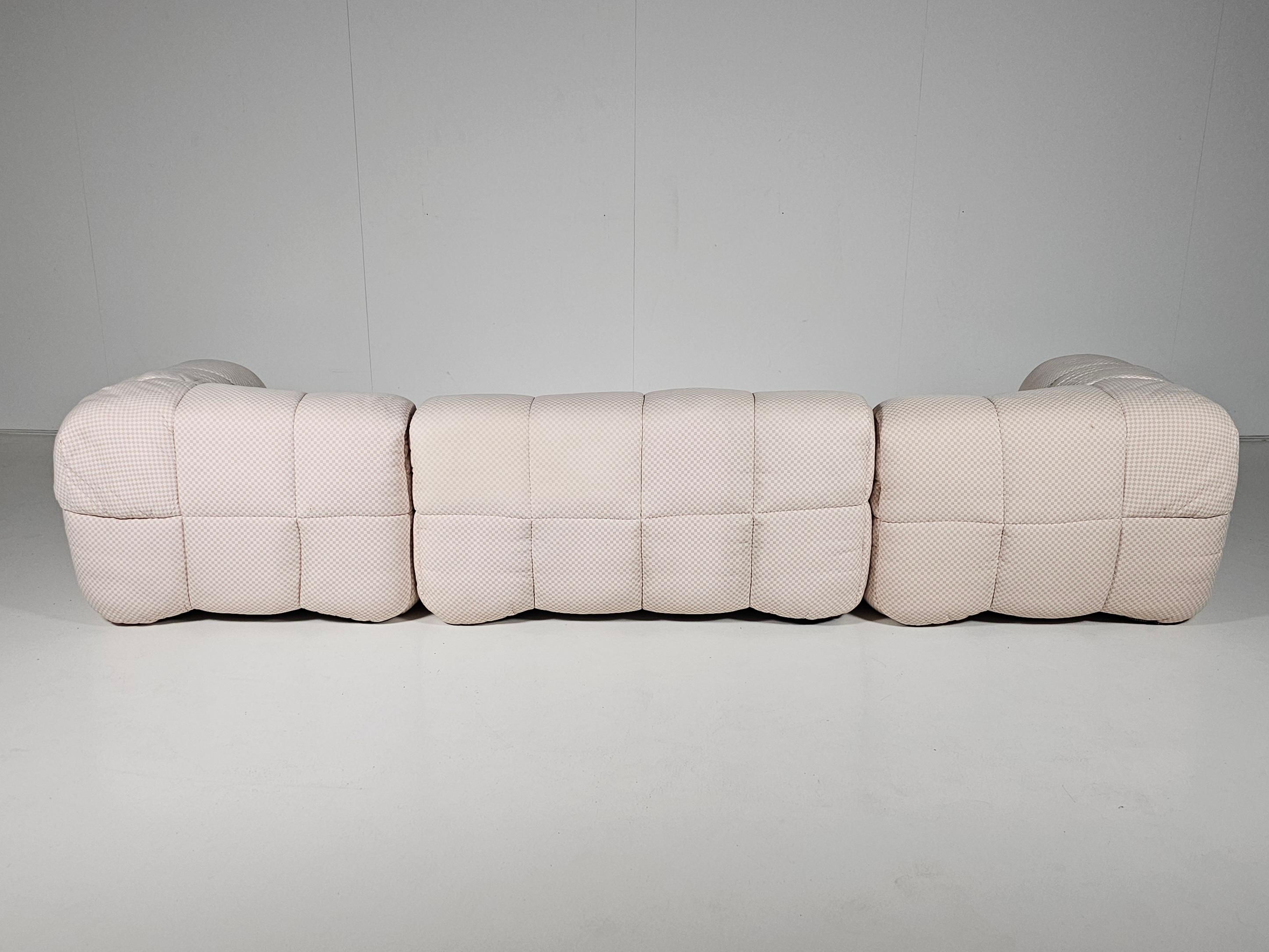 Strips Sofa in original pink checkered fabric by Cini Boeri for Arflex, 1970s For Sale 1