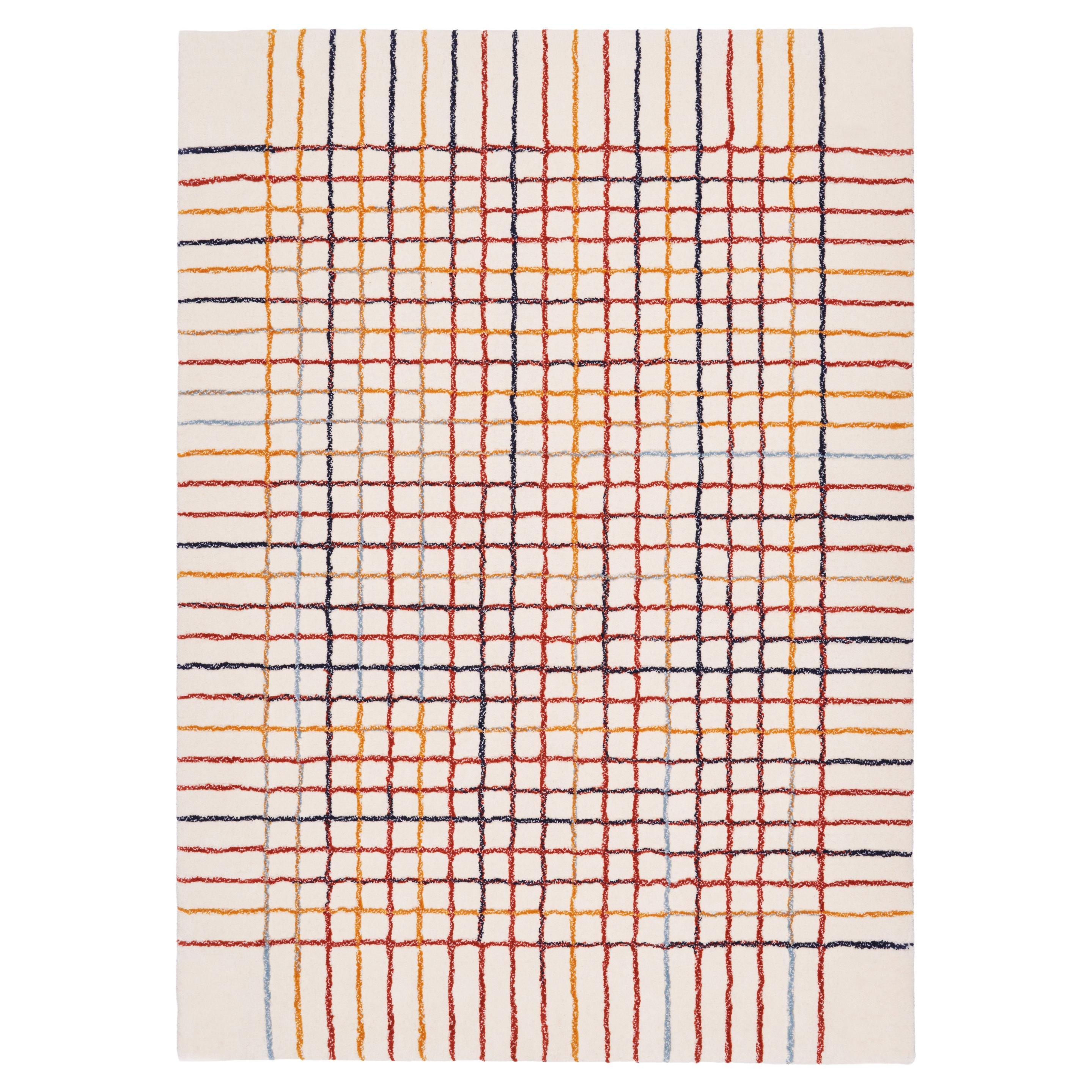 Strokes Handtufted Area Rug Multicolored Wool For Sale