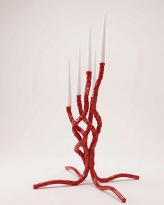 Stroma Sculptural Candelabra in Forged Steel by Metalmorphosis Studio
