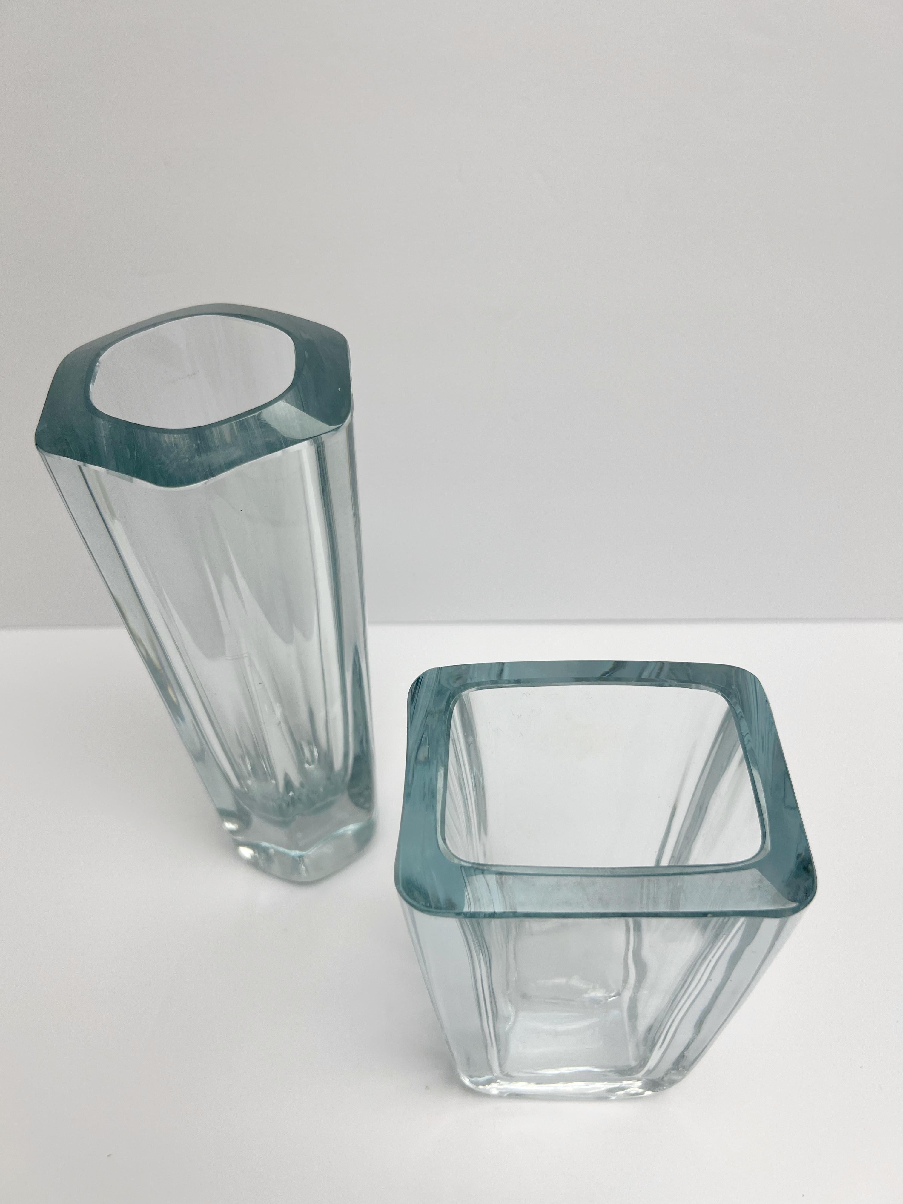 Suédois Stromberg paire de vases épais en verre d'art suédois des années 1960 en vente