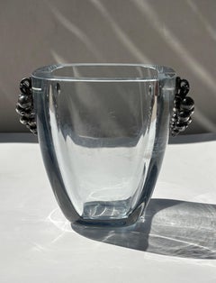 Strombergshyttan glass ice bucket / vase with Sterling Silver 925 grapes, Dansk