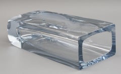 Strombergshyttan Mid Century Swedish Engraved Girl & Birdcage Art Glass Vase