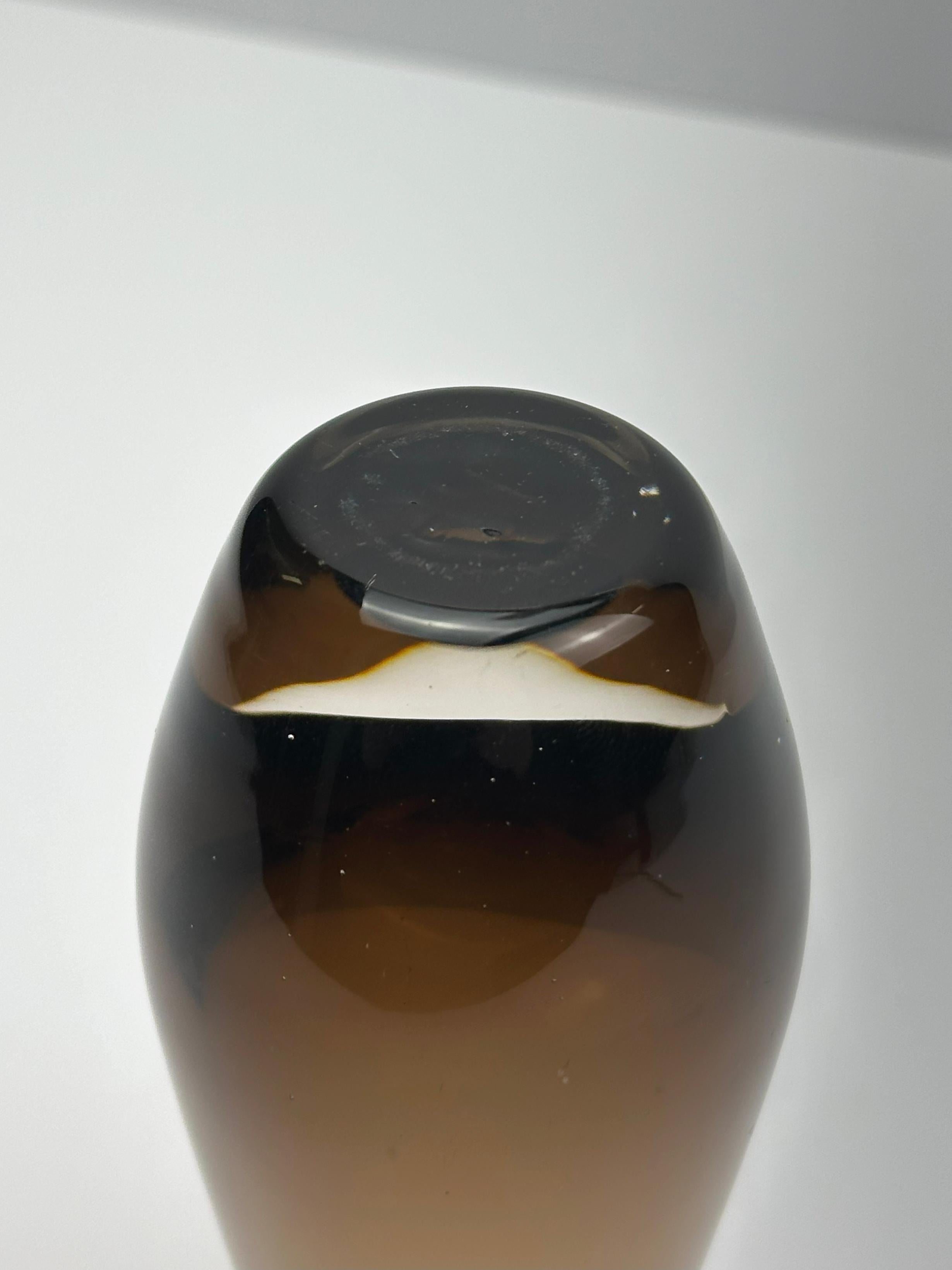 20th Century Strombergshyttan Smoked Brown Sommerso Glass Bud Vase, Sweden, 1960s For Sale