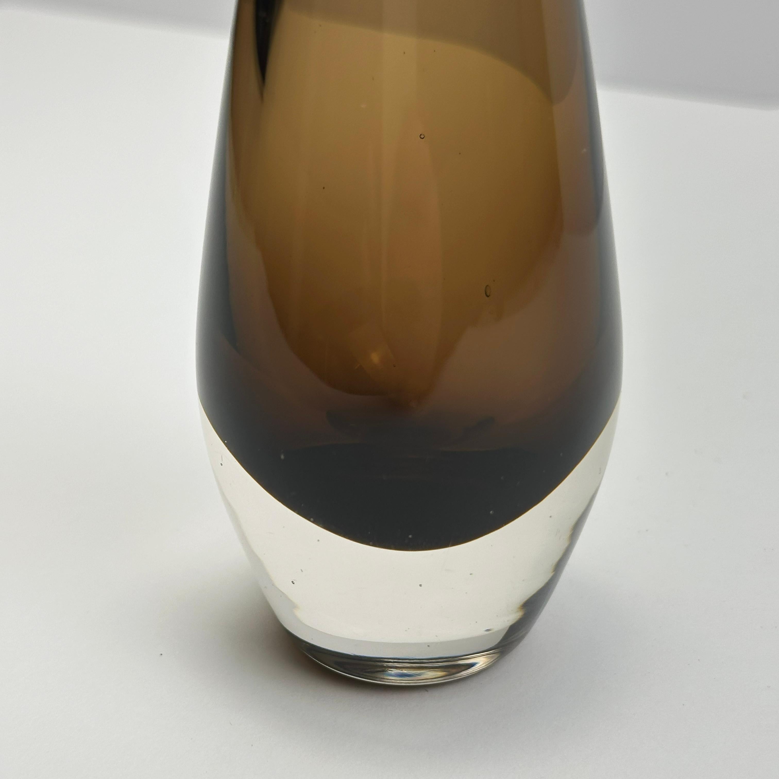 Crystal Strombergshyttan Smoked Brown Sommerso Glass Bud Vase, Sweden, 1960s For Sale