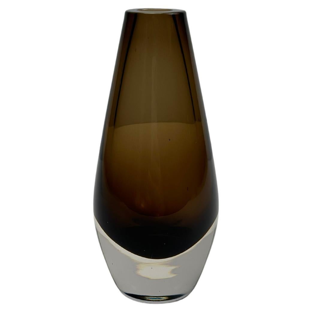 Strombergshyttan Smoked Brown Sommerso Glass Bud Vase, Sweden, 1960s For Sale