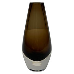 Strombergshyttan Smoked Brown Sommerso Glass Bud Vase, Sweden, 1960s