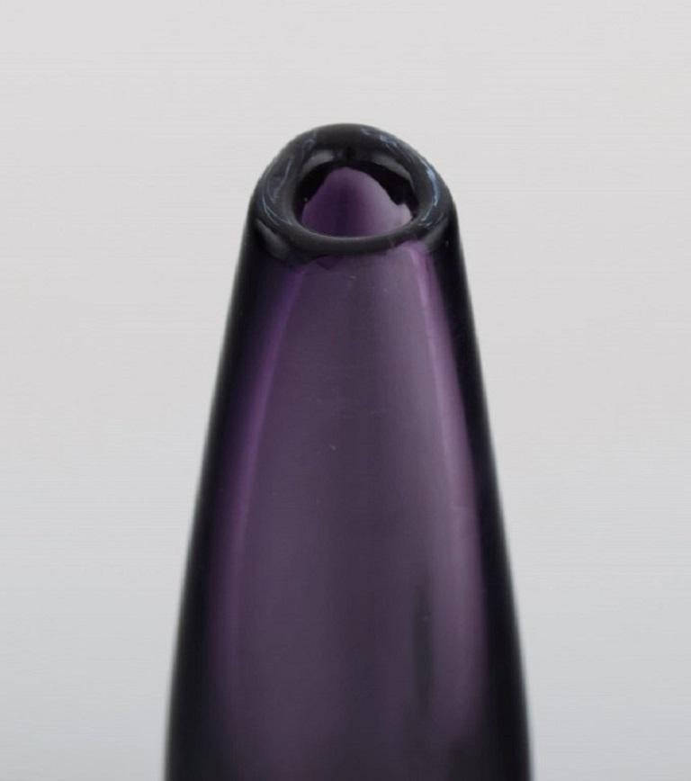 Swedish Strömbergshyttan, Sweden, Two Vases in Purple Mouth-Blown Art Glass, 1960s / 70s For Sale