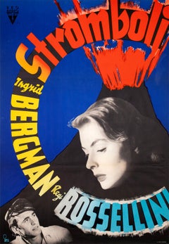 Stromboli 1950 Swedish Film Poster, Gösta Åberg