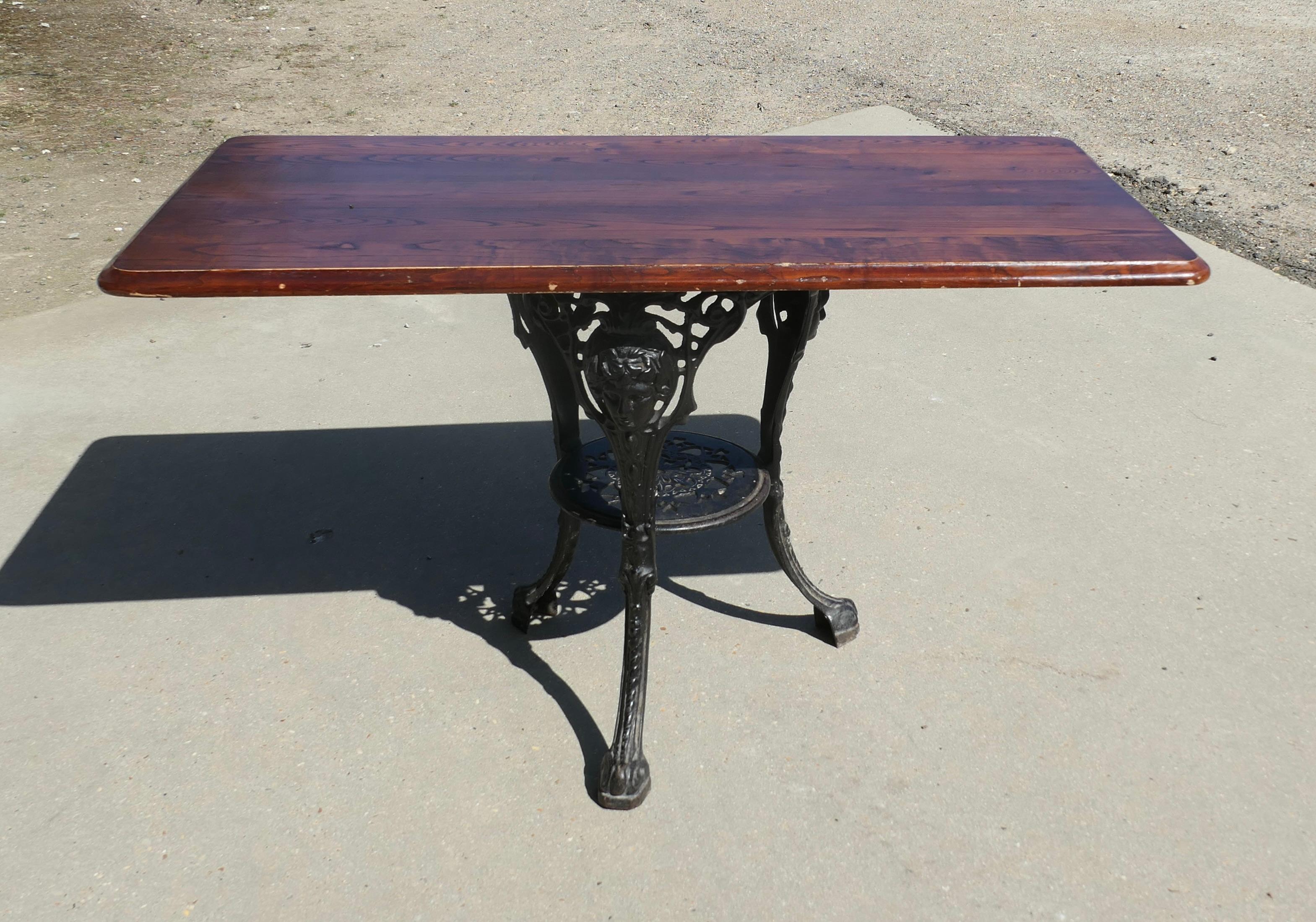 Victorian Strong Attractive Cast Iron and Oak Garden Table For Sale