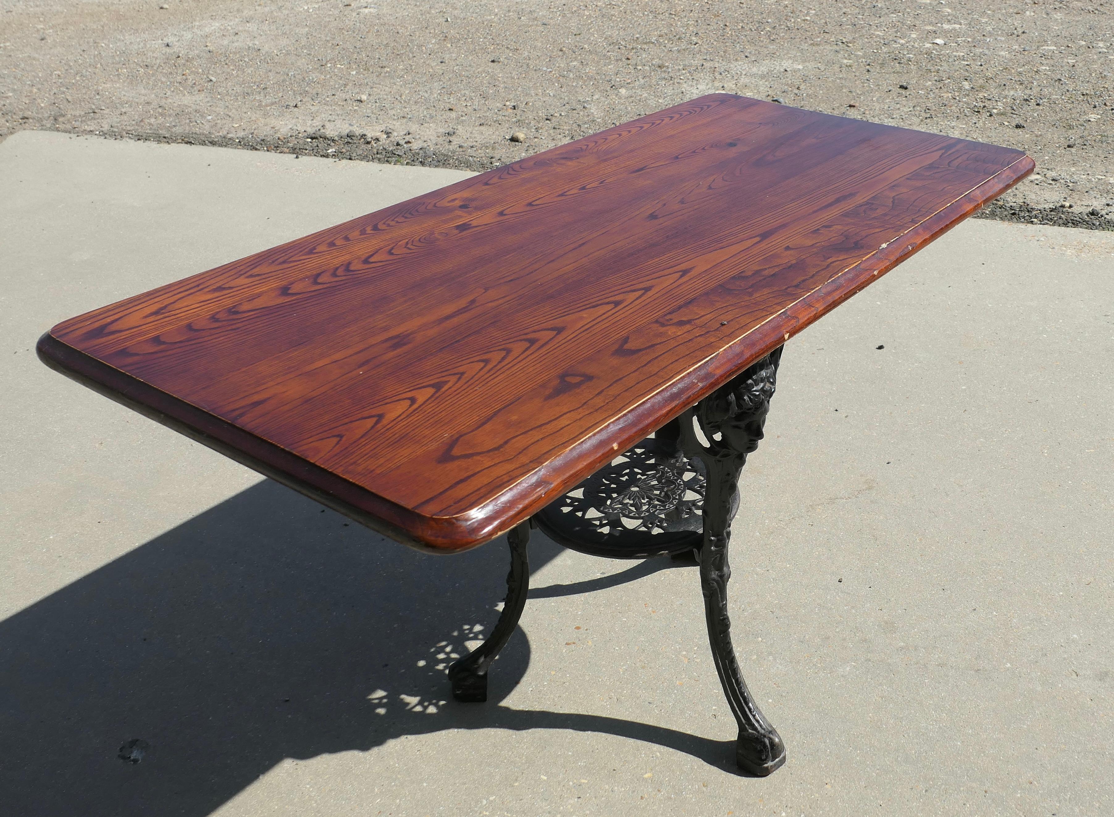 Mid-20th Century Strong Attractive Cast Iron and Oak Garden Table For Sale