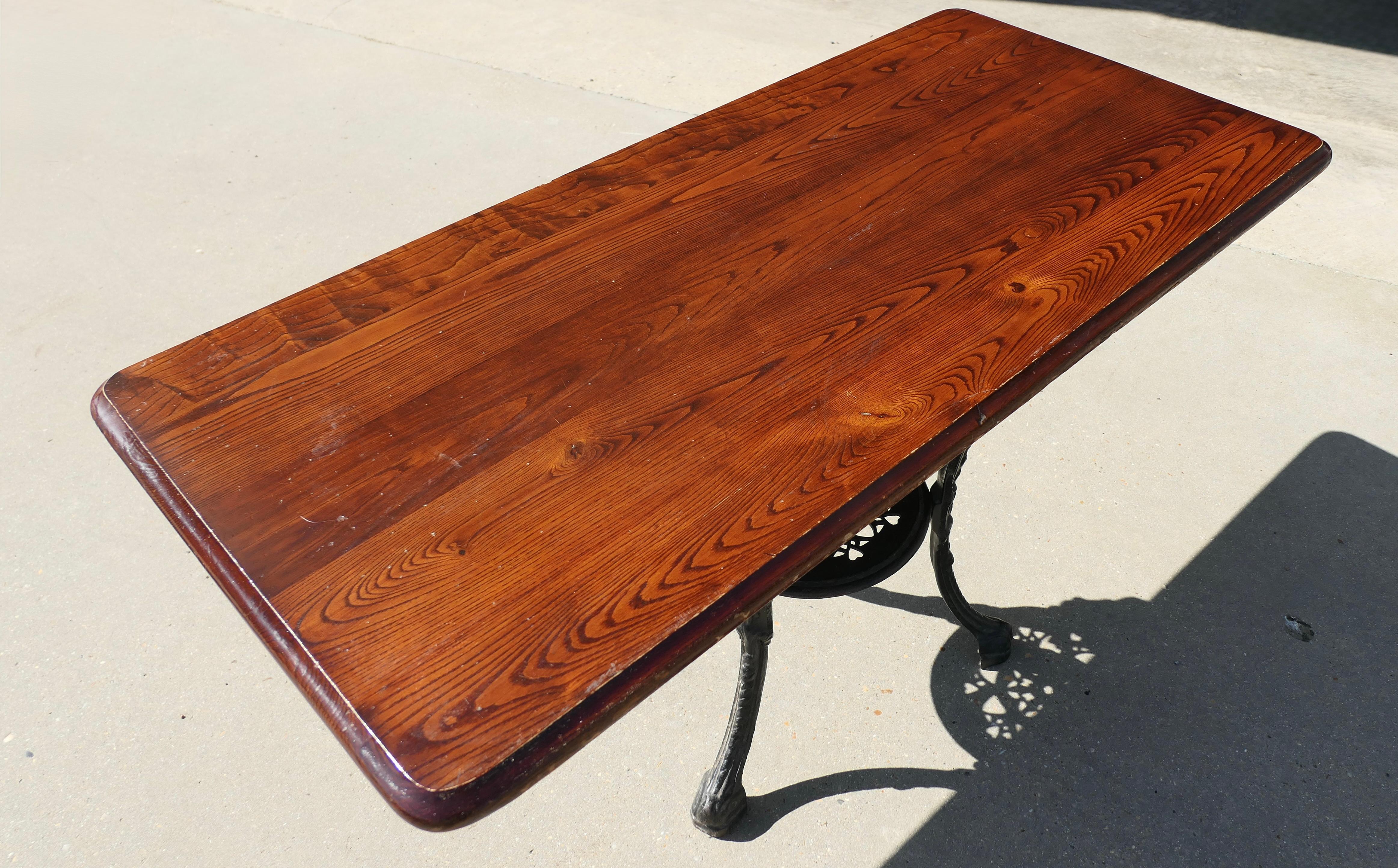 Strong Attractive Cast Iron and Oak Garden Table For Sale 1