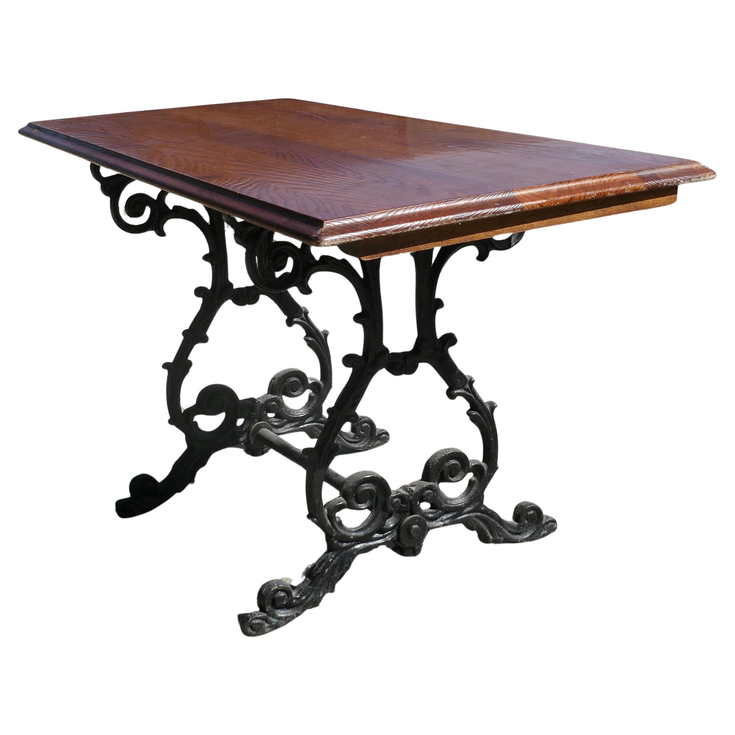 Strong Attractive Cast Iron and Oak Garden Table