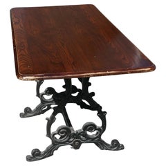 Antique Strong Attractive Cast Iron and Oak Garden Table