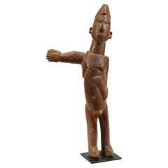 Vintage Strong Cubist Lobi Standing Figure One Arm Out Ghana, Africa Early 20th Century